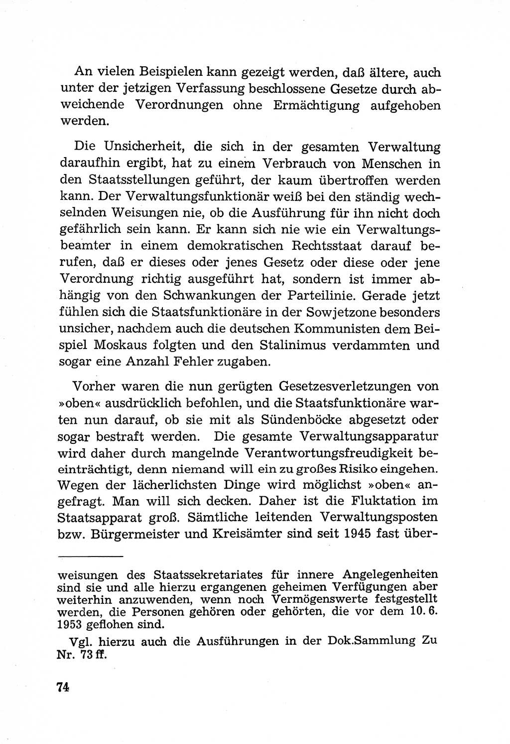 Rechtsstaat in zweierlei Hinsicht, Untersuchungsausschuß freiheitlicher Juristen (UfJ) [Bundesrepublik Deutschland (BRD)] 1956, Seite 74 (R.-St. UfJ BRD 1956, S. 74)