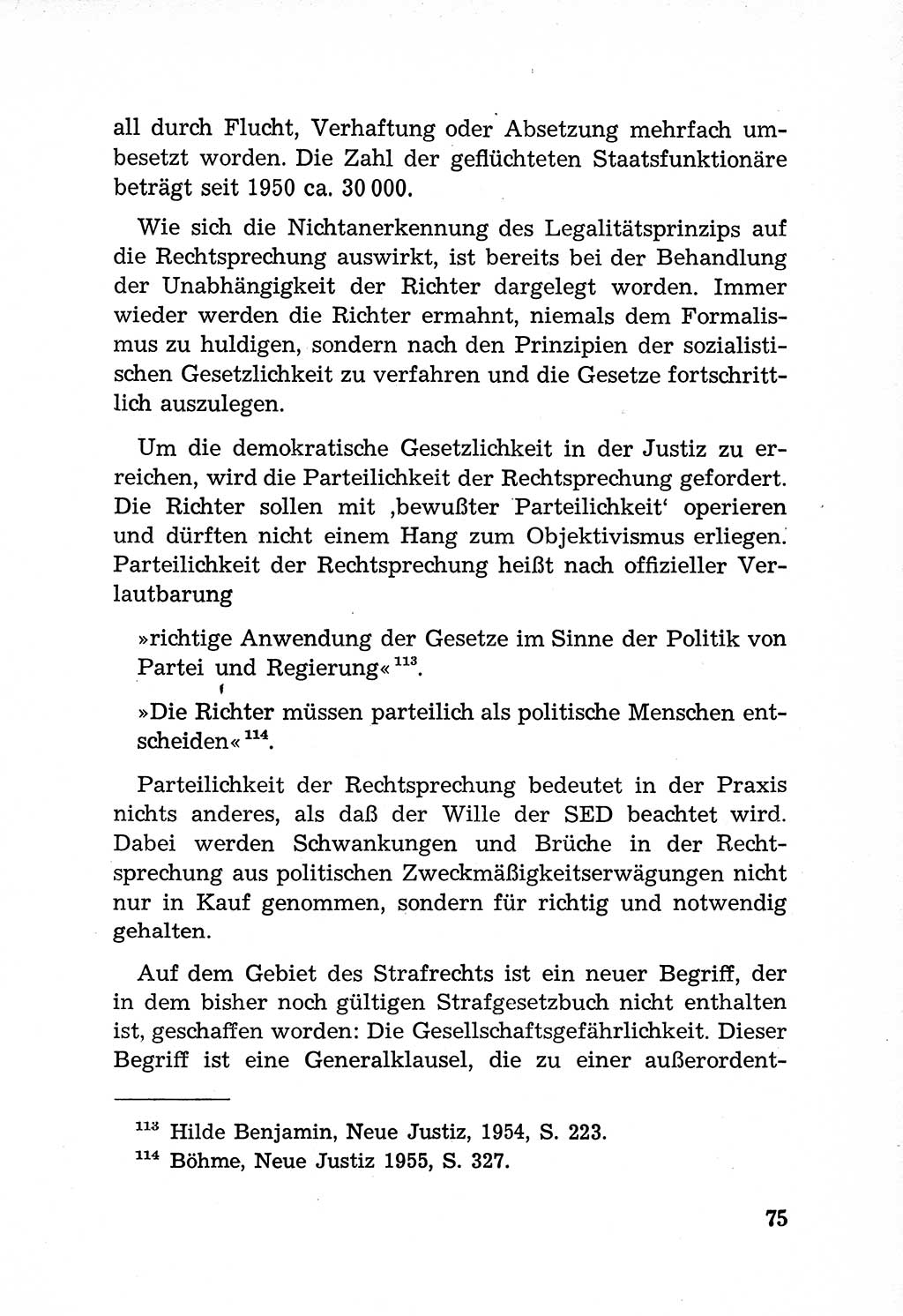 Rechtsstaat in zweierlei Hinsicht, Untersuchungsausschuß freiheitlicher Juristen (UfJ) [Bundesrepublik Deutschland (BRD)] 1956, Seite 75 (R.-St. UfJ BRD 1956, S. 75)