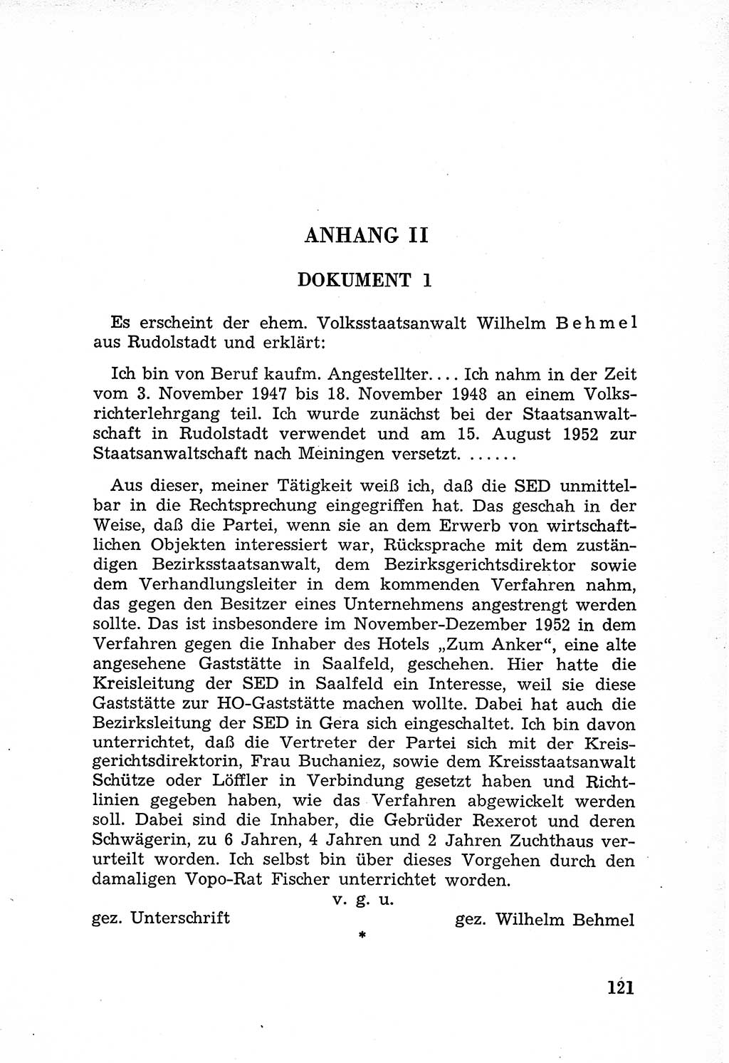 Rechtsstaat in zweierlei Hinsicht, Untersuchungsausschuß freiheitlicher Juristen (UfJ) [Bundesrepublik Deutschland (BRD)] 1956, Seite 121 (R.-St. UfJ BRD 1956, S. 121)