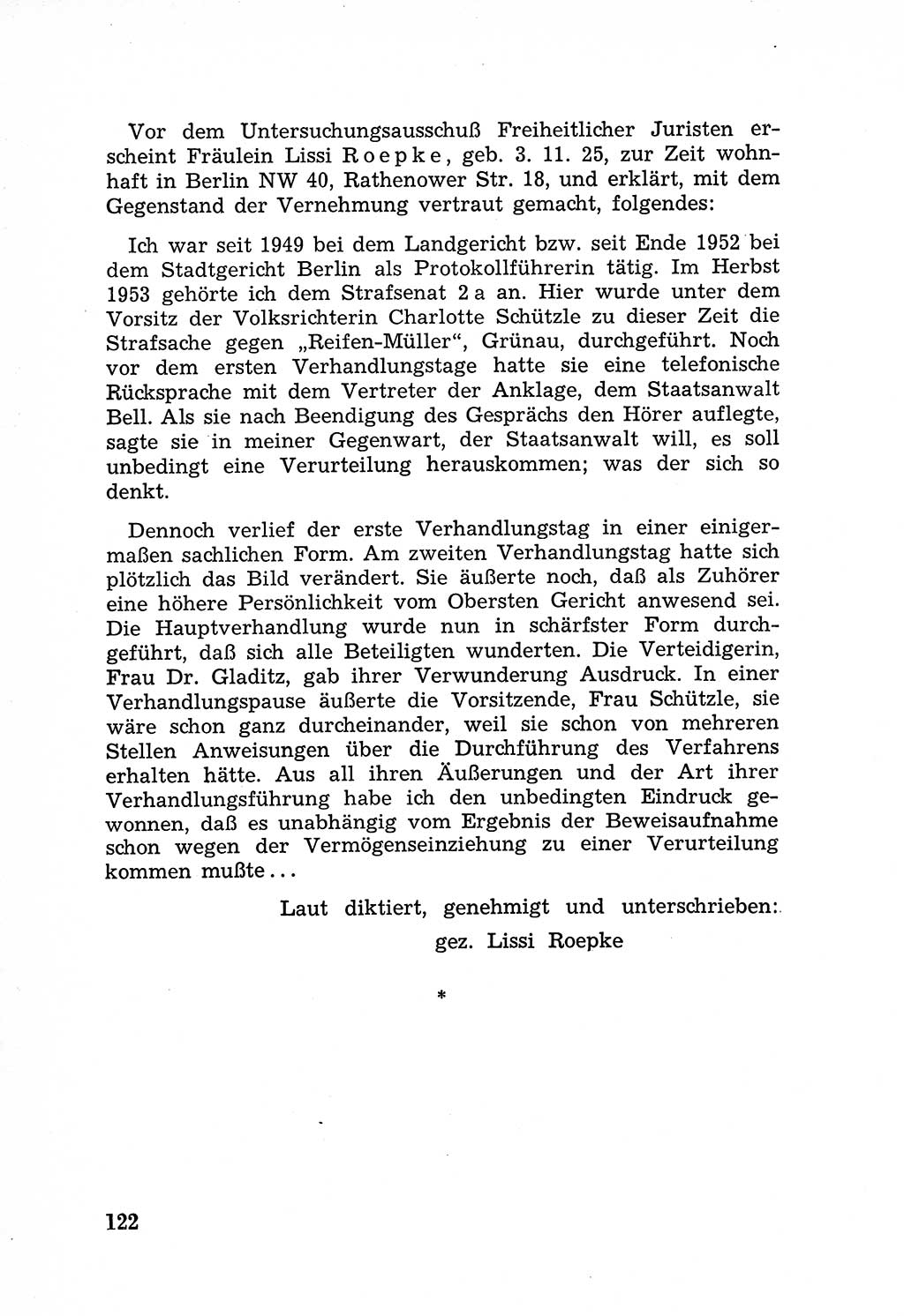 Rechtsstaat in zweierlei Hinsicht, Untersuchungsausschuß freiheitlicher Juristen (UfJ) [Bundesrepublik Deutschland (BRD)] 1956, Seite 122 (R.-St. UfJ BRD 1956, S. 122)