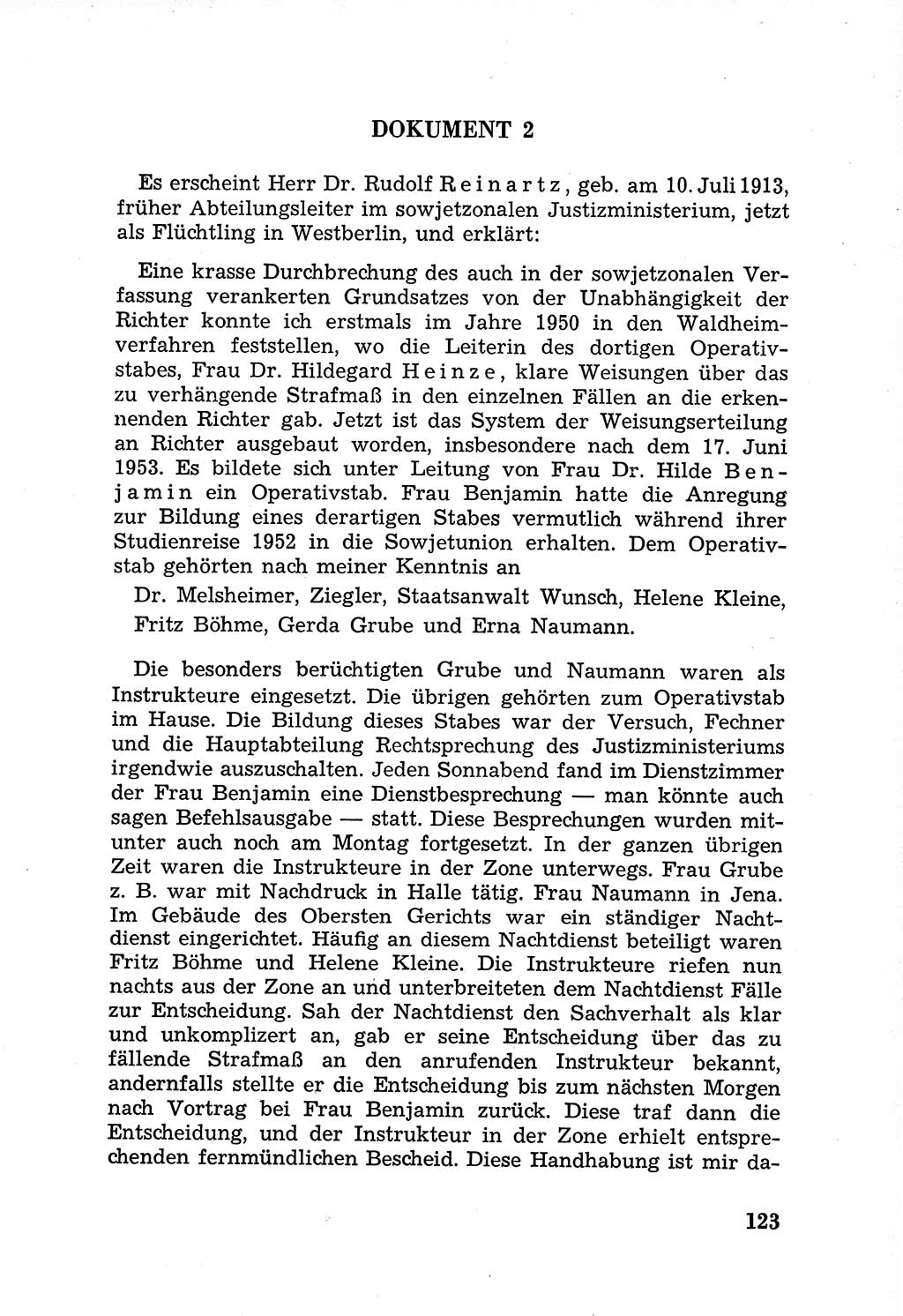 Rechtsstaat in zweierlei Hinsicht, Untersuchungsausschuß freiheitlicher Juristen (UfJ) [Bundesrepublik Deutschland (BRD)] 1956, Seite 123 (R.-St. UfJ BRD 1956, S. 123)