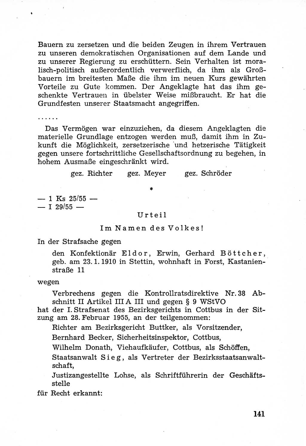 Rechtsstaat in zweierlei Hinsicht, Untersuchungsausschuß freiheitlicher Juristen (UfJ) [Bundesrepublik Deutschland (BRD)] 1956, Seite 141 (R.-St. UfJ BRD 1956, S. 141)