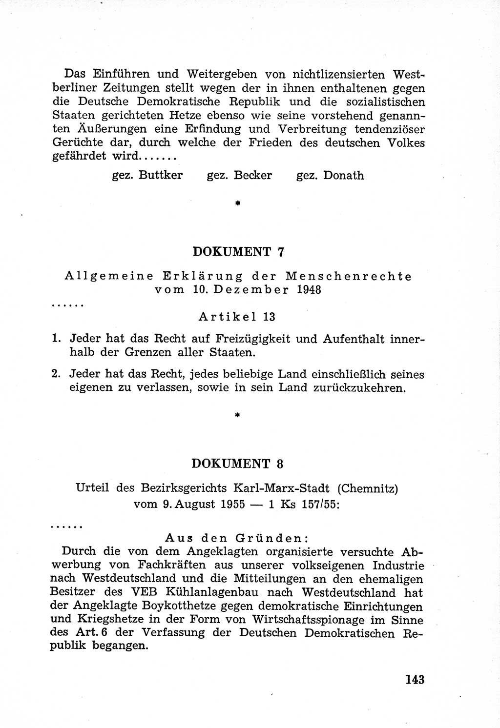 Rechtsstaat in zweierlei Hinsicht, Untersuchungsausschuß freiheitlicher Juristen (UfJ) [Bundesrepublik Deutschland (BRD)] 1956, Seite 143 (R.-St. UfJ BRD 1956, S. 143)