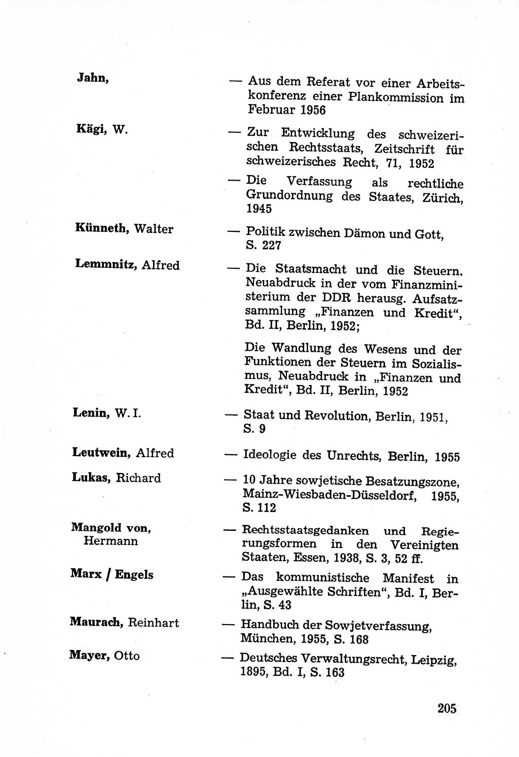 Rechtsstaat in zweierlei Hinsicht, Untersuchungsausschuß freiheitlicher Juristen (UfJ) [Bundesrepublik Deutschland (BRD)] 1956, Seite 205 (R.-St. UfJ BRD 1956, S. 205)