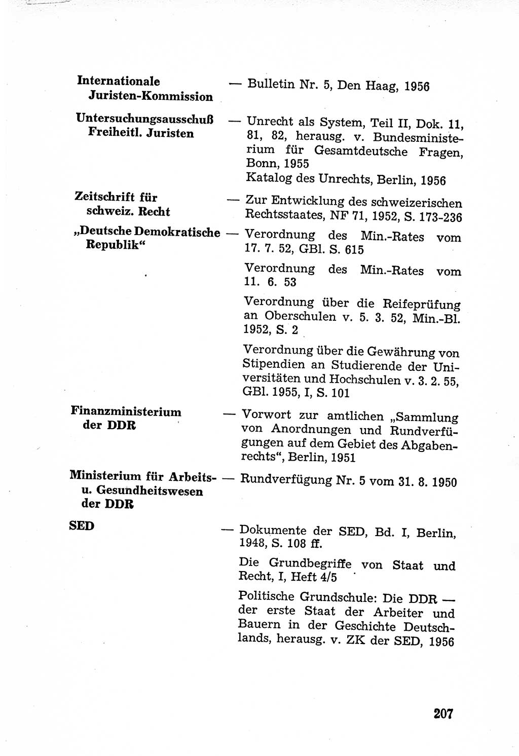 Rechtsstaat in zweierlei Hinsicht, Untersuchungsausschuß freiheitlicher Juristen (UfJ) [Bundesrepublik Deutschland (BRD)] 1956, Seite 207 (R.-St. UfJ BRD 1956, S. 207)