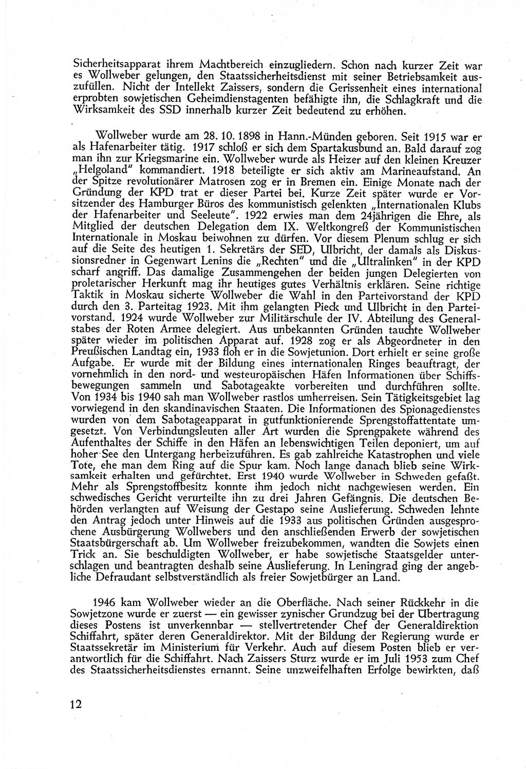 Staatssicherheitsdienst (SSD) [Deutsche Demokratische Republik (DDR)], Untersuchungsausschuß Freiheitlicher Juristen (UfJ) [Bundesrepublik Deutschland (BRD)] 1956, Seite 12 (SSD DDR UfJ BRD 1956, S. 12)