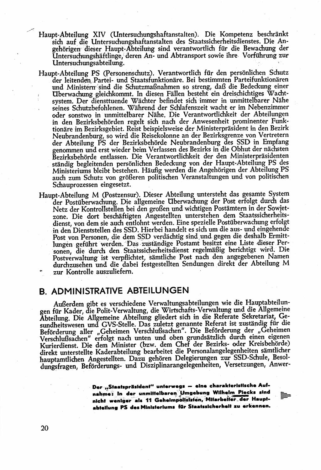 Staatssicherheitsdienst (SSD) [Deutsche Demokratische Republik (DDR)], Untersuchungsausschuß Freiheitlicher Juristen (UfJ) [Bundesrepublik Deutschland (BRD)] 1956, Seite 20 (SSD DDR UfJ BRD 1956, S. 20)