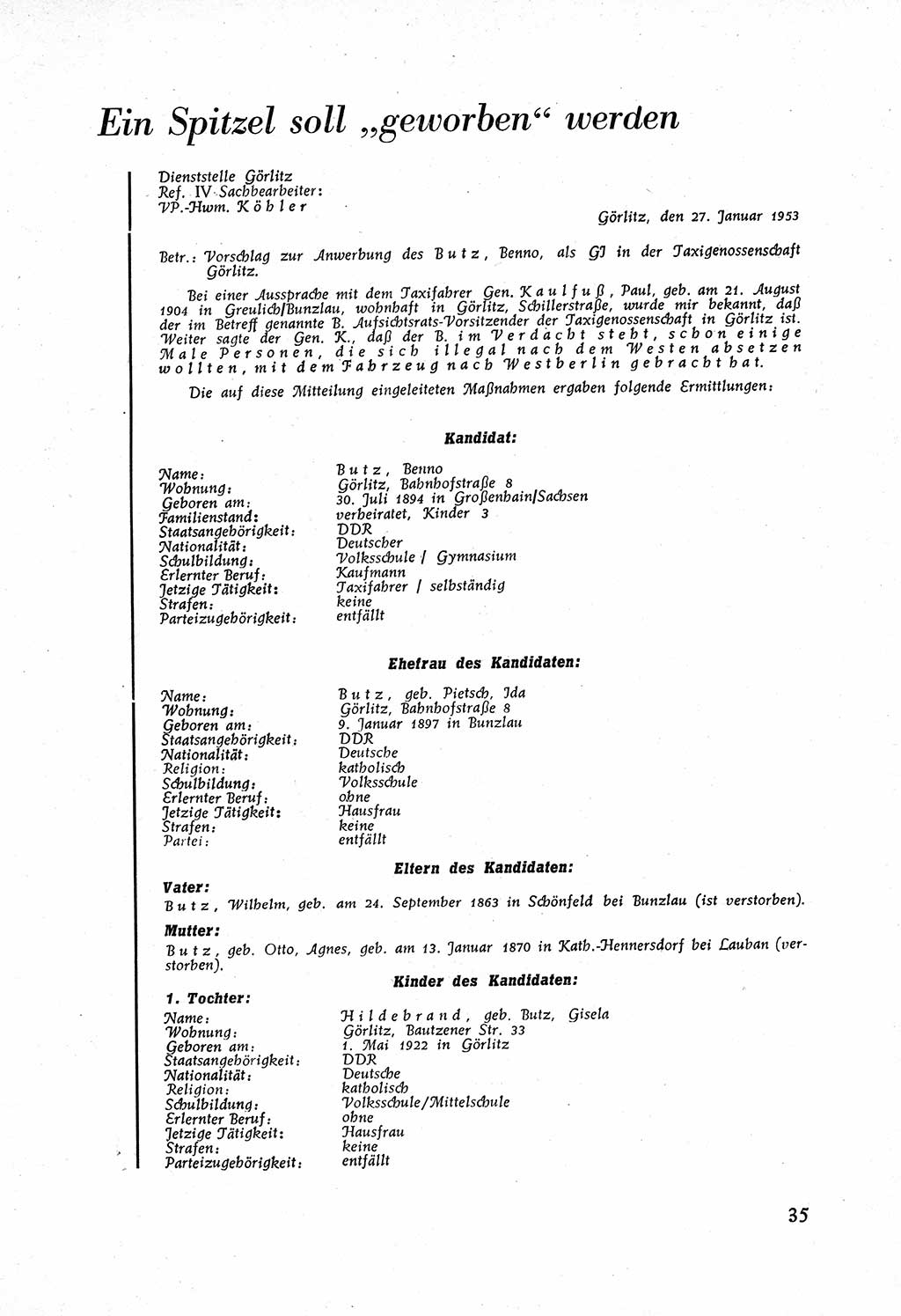 Staatssicherheitsdienst (SSD) [Deutsche Demokratische Republik (DDR)], Untersuchungsausschuß Freiheitlicher Juristen (UfJ) [Bundesrepublik Deutschland (BRD)] 1956, Seite 35 (SSD DDR UfJ BRD 1956, S. 35)