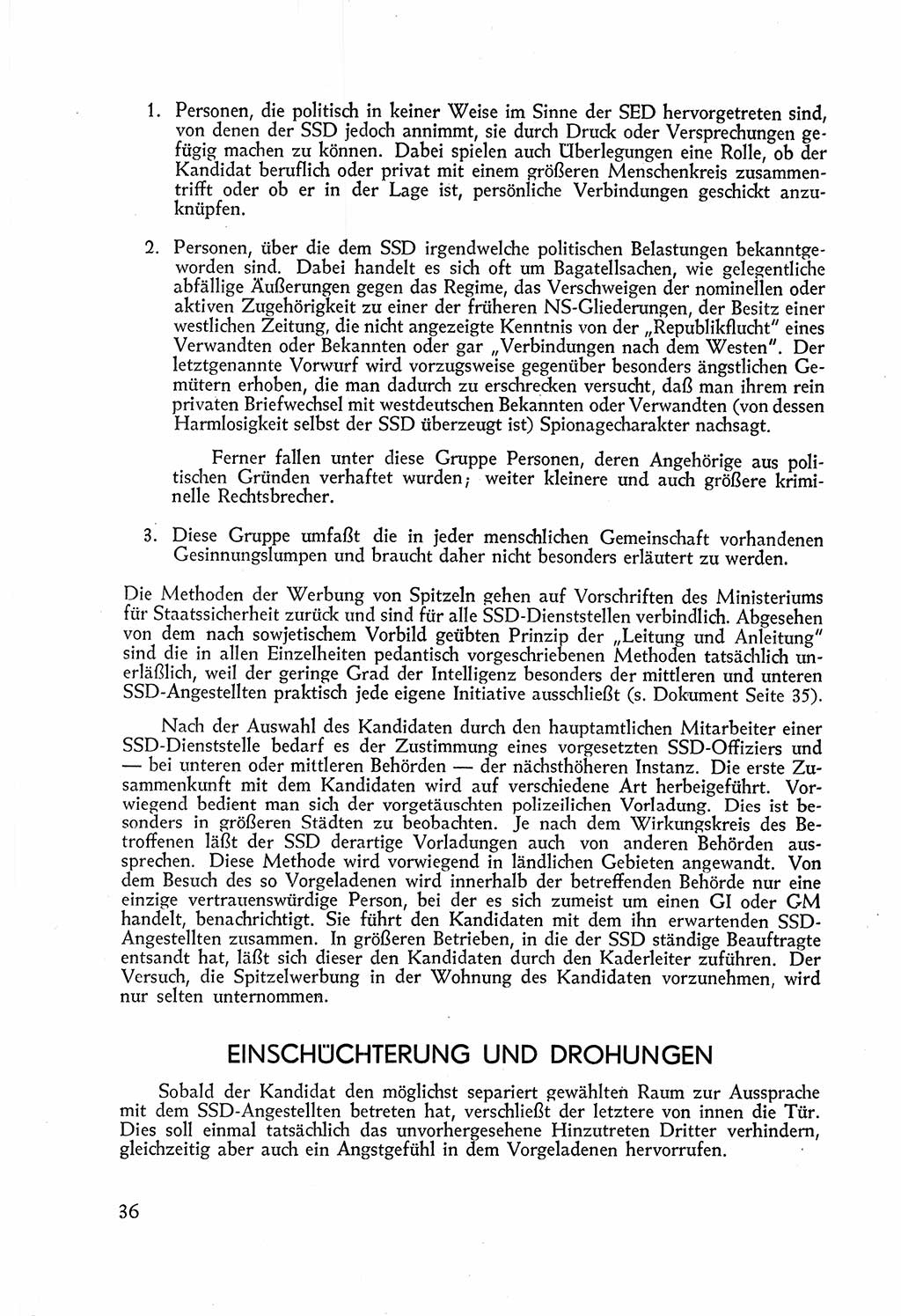 Staatssicherheitsdienst (SSD) [Deutsche Demokratische Republik (DDR)], Untersuchungsausschuß Freiheitlicher Juristen (UfJ) [Bundesrepublik Deutschland (BRD)] 1956, Seite 36 (SSD DDR UfJ BRD 1956, S. 36)