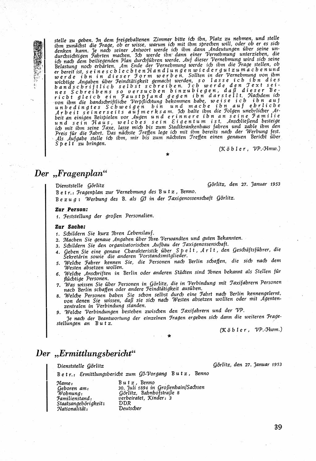 Staatssicherheitsdienst (SSD) [Deutsche Demokratische Republik (DDR)], Untersuchungsausschuß Freiheitlicher Juristen (UfJ) [Bundesrepublik Deutschland (BRD)] 1956, Seite 39 (SSD DDR UfJ BRD 1956, S. 39)