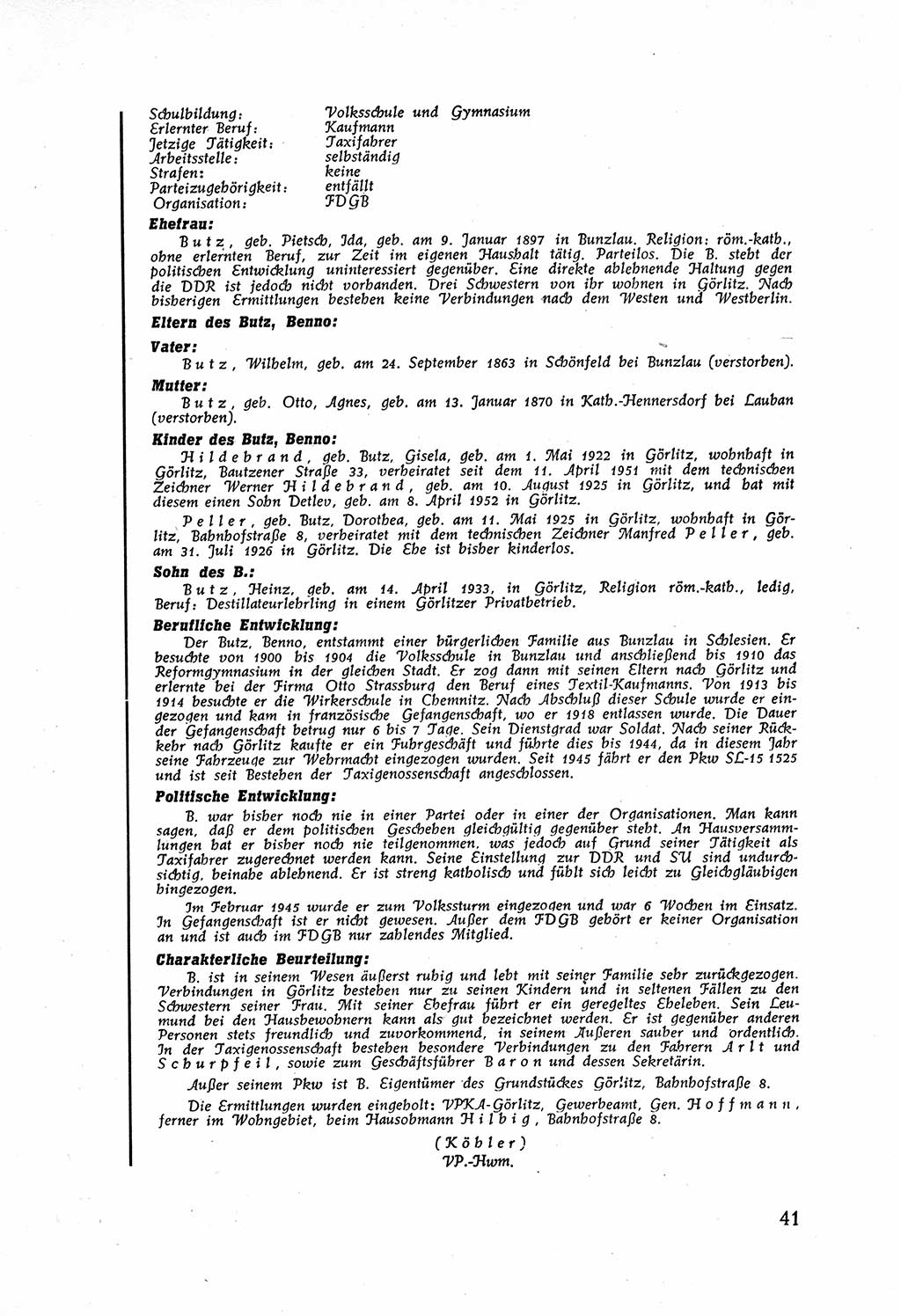 Staatssicherheitsdienst (SSD) [Deutsche Demokratische Republik (DDR)], Untersuchungsausschuß Freiheitlicher Juristen (UfJ) [Bundesrepublik Deutschland (BRD)] 1956, Seite 41 (SSD DDR UfJ BRD 1956, S. 41)