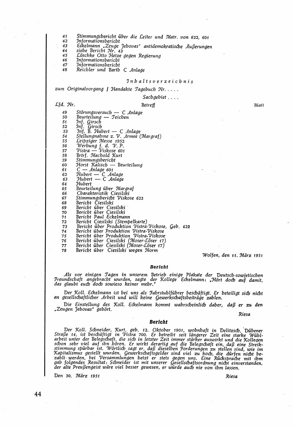 Staatssicherheitsdienst (SSD) [Deutsche Demokratische Republik (DDR)], Untersuchungsausschuß Freiheitlicher Juristen (UfJ) [Bundesrepublik Deutschland (BRD)] 1956, Seite 44 (SSD DDR UfJ BRD 1956, S. 44)