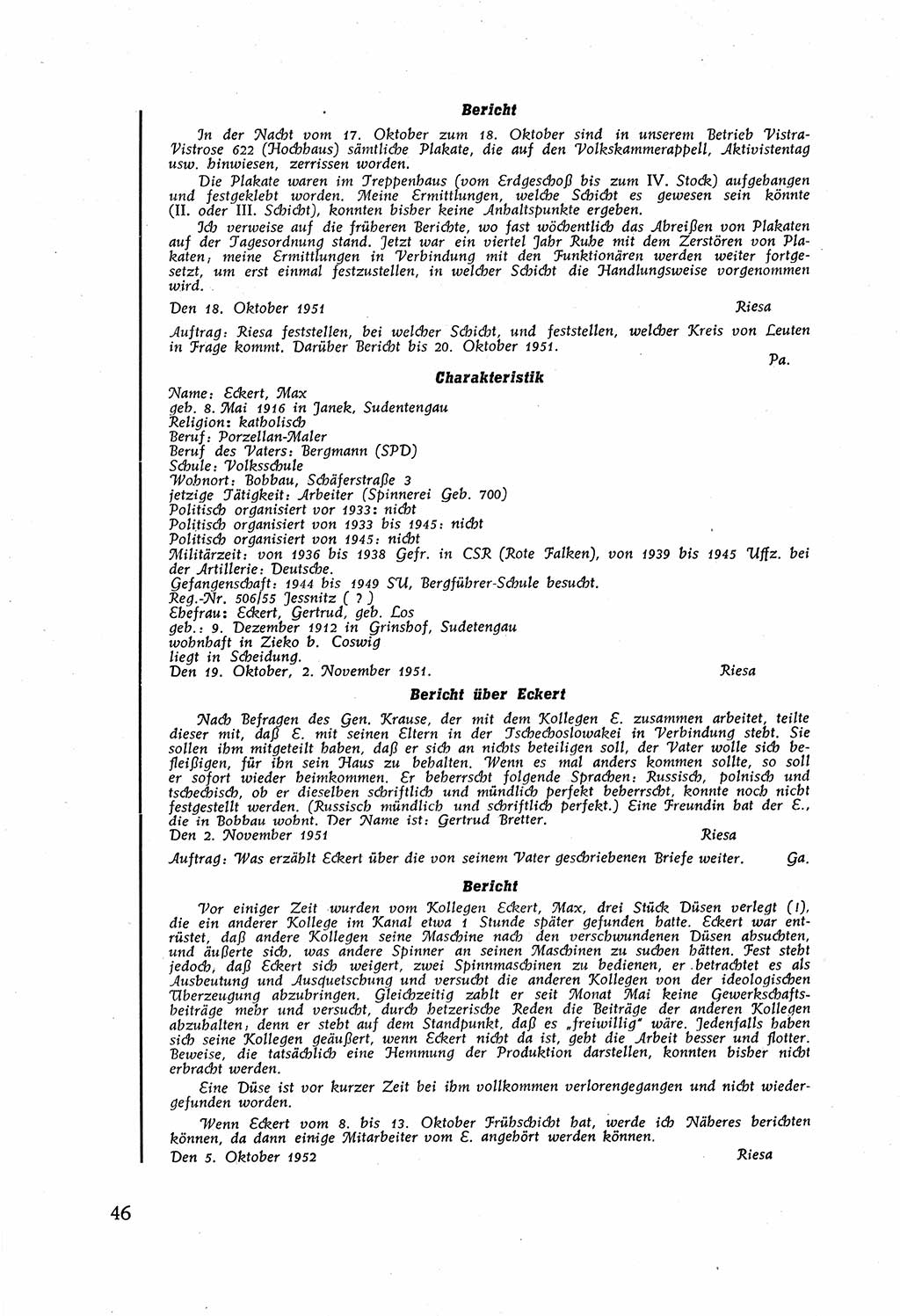 Staatssicherheitsdienst (SSD) [Deutsche Demokratische Republik (DDR)], Untersuchungsausschuß Freiheitlicher Juristen (UfJ) [Bundesrepublik Deutschland (BRD)] 1956, Seite 46 (SSD DDR UfJ BRD 1956, S. 46)