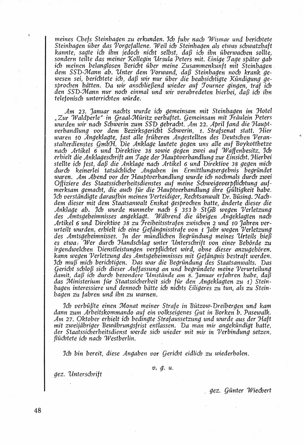 Staatssicherheitsdienst (SSD) [Deutsche Demokratische Republik (DDR)], Untersuchungsausschuß Freiheitlicher Juristen (UfJ) [Bundesrepublik Deutschland (BRD)] 1956, Seite 48 (SSD DDR UfJ BRD 1956, S. 48)