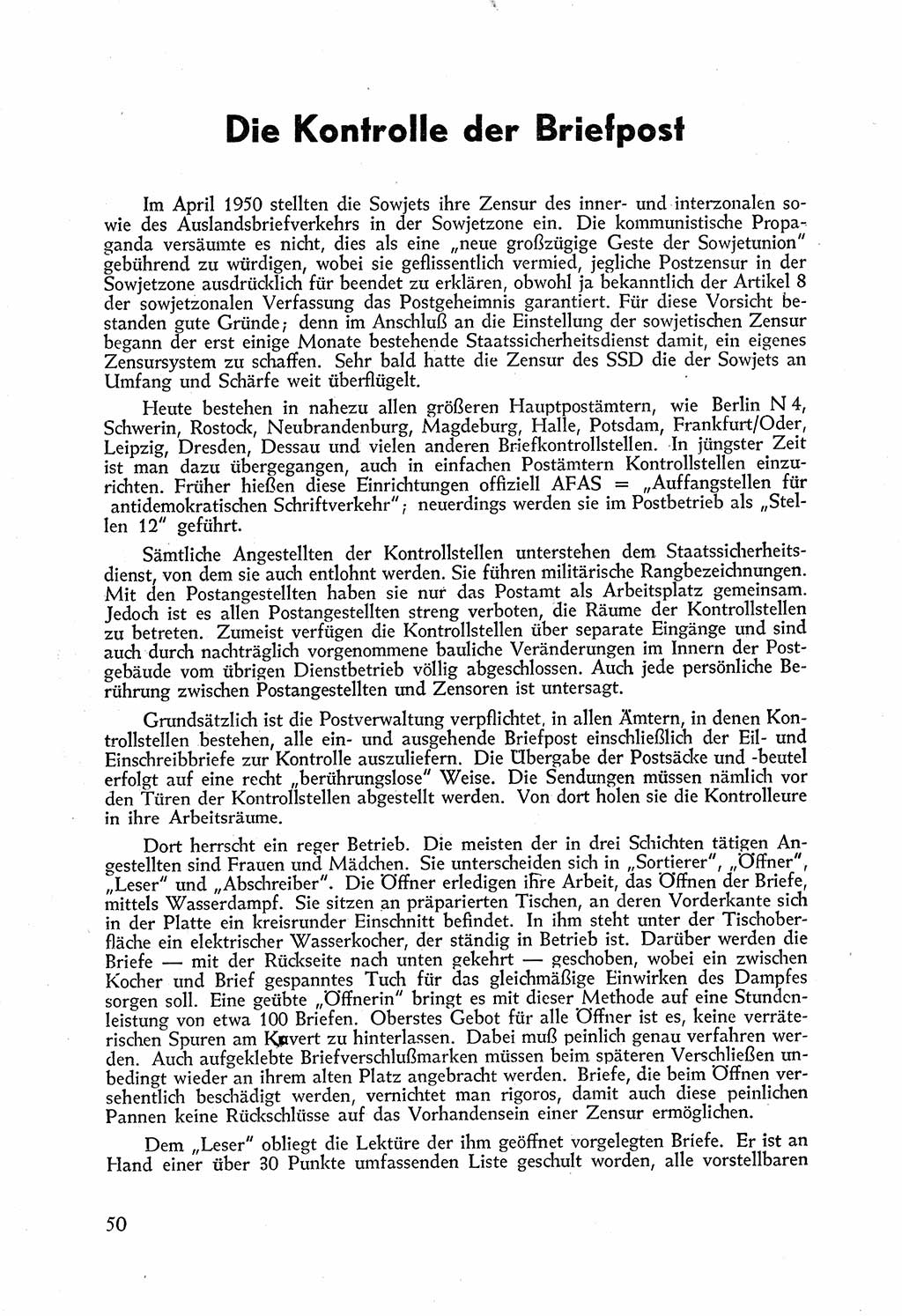 Staatssicherheitsdienst (SSD) [Deutsche Demokratische Republik (DDR)], Untersuchungsausschuß Freiheitlicher Juristen (UfJ) [Bundesrepublik Deutschland (BRD)] 1956, Seite 50 (SSD DDR UfJ BRD 1956, S. 50)