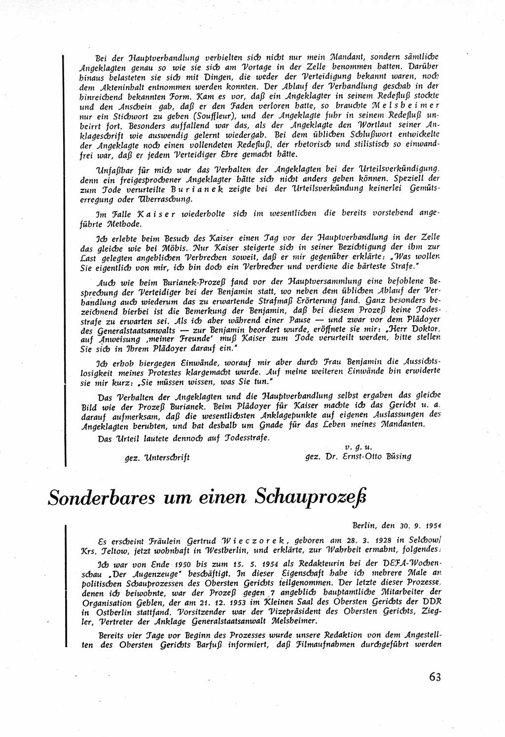 Staatssicherheitsdienst (SSD) [Deutsche Demokratische Republik (DDR)], Untersuchungsausschuß Freiheitlicher Juristen (UfJ) [Bundesrepublik Deutschland (BRD)] 1956, Seite 63 (SSD DDR UfJ BRD 1956, S. 63)