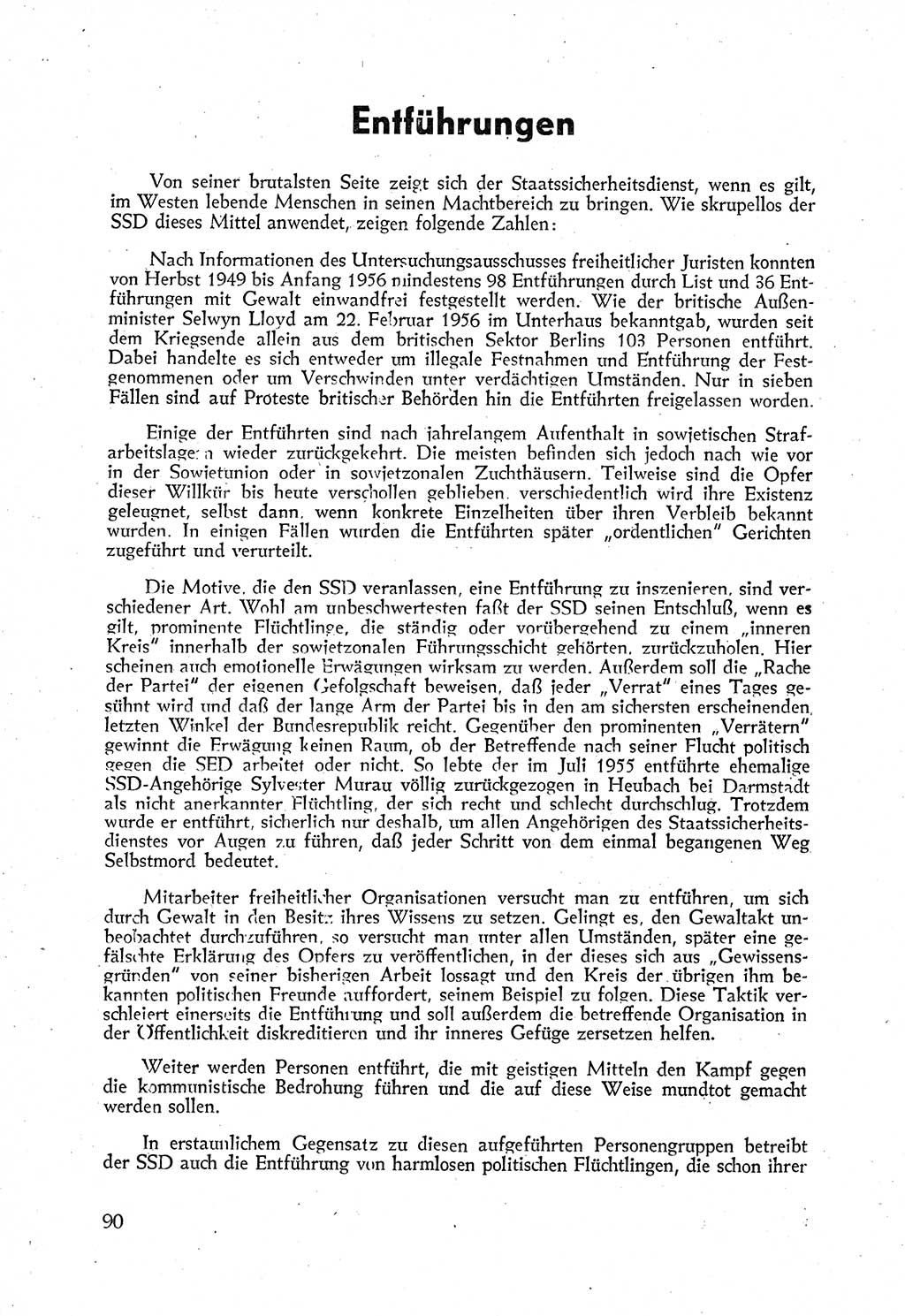 Staatssicherheitsdienst (SSD) [Deutsche Demokratische Republik (DDR)], Untersuchungsausschuß Freiheitlicher Juristen (UfJ) [Bundesrepublik Deutschland (BRD)] 1956, Seite 90 (SSD DDR UfJ BRD 1956, S. 90)