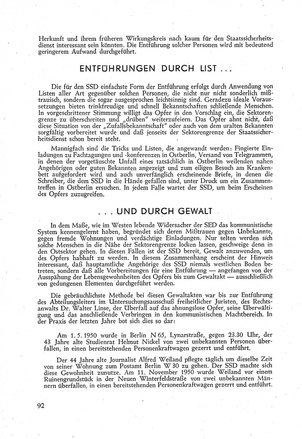 Staatssicherheitsdienst (SSD) [Deutsche Demokratische Republik (DDR)], Untersuchungsausschuß Freiheitlicher Juristen (UfJ) [Bundesrepublik Deutschland (BRD)] 1956, Seite 92 (SSD DDR UfJ BRD 1956, S. 92)