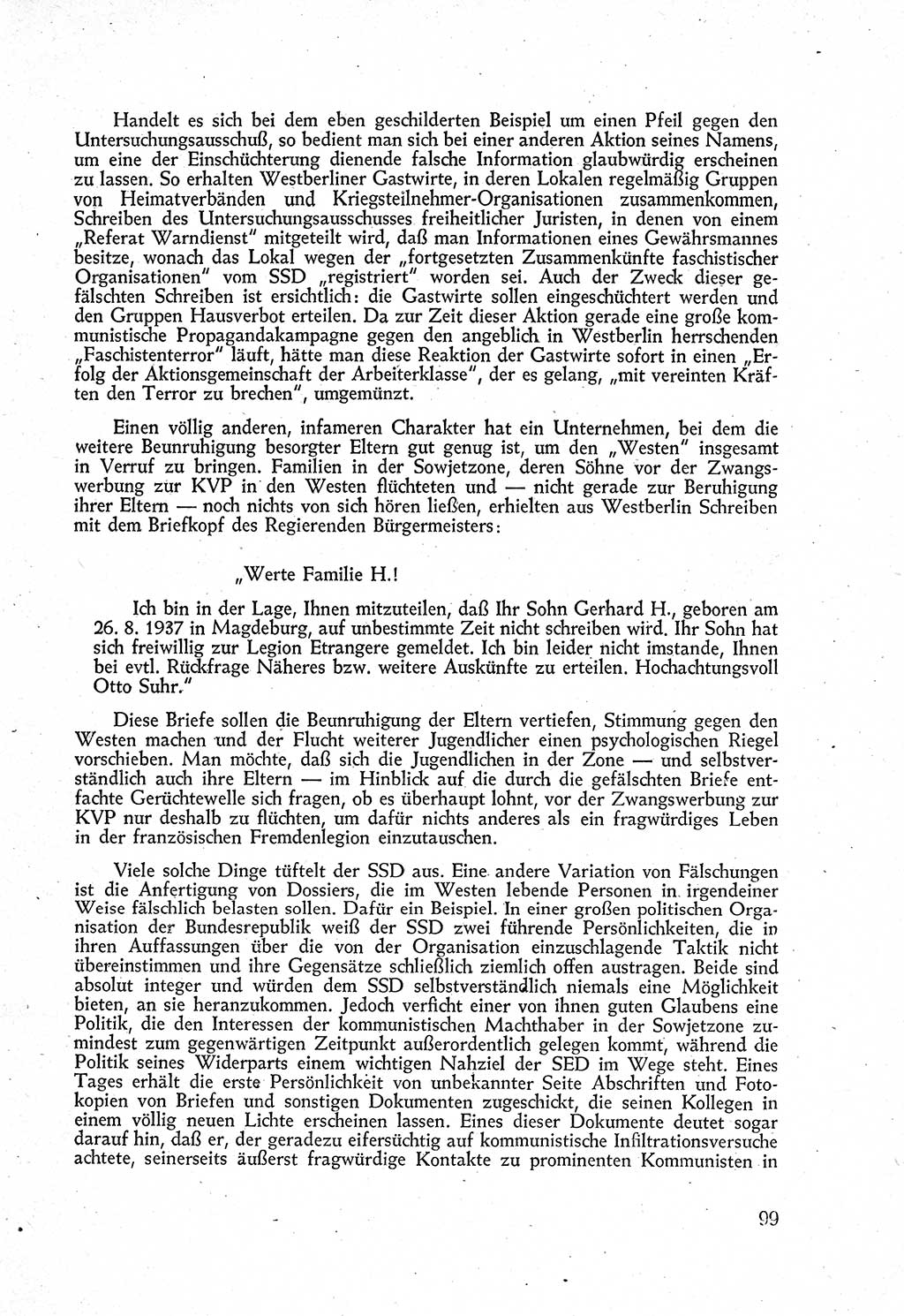 Staatssicherheitsdienst (SSD) [Deutsche Demokratische Republik (DDR)], Untersuchungsausschuß Freiheitlicher Juristen (UfJ) [Bundesrepublik Deutschland (BRD)] 1956, Seite 99 (SSD DDR UfJ BRD 1956, S. 99)