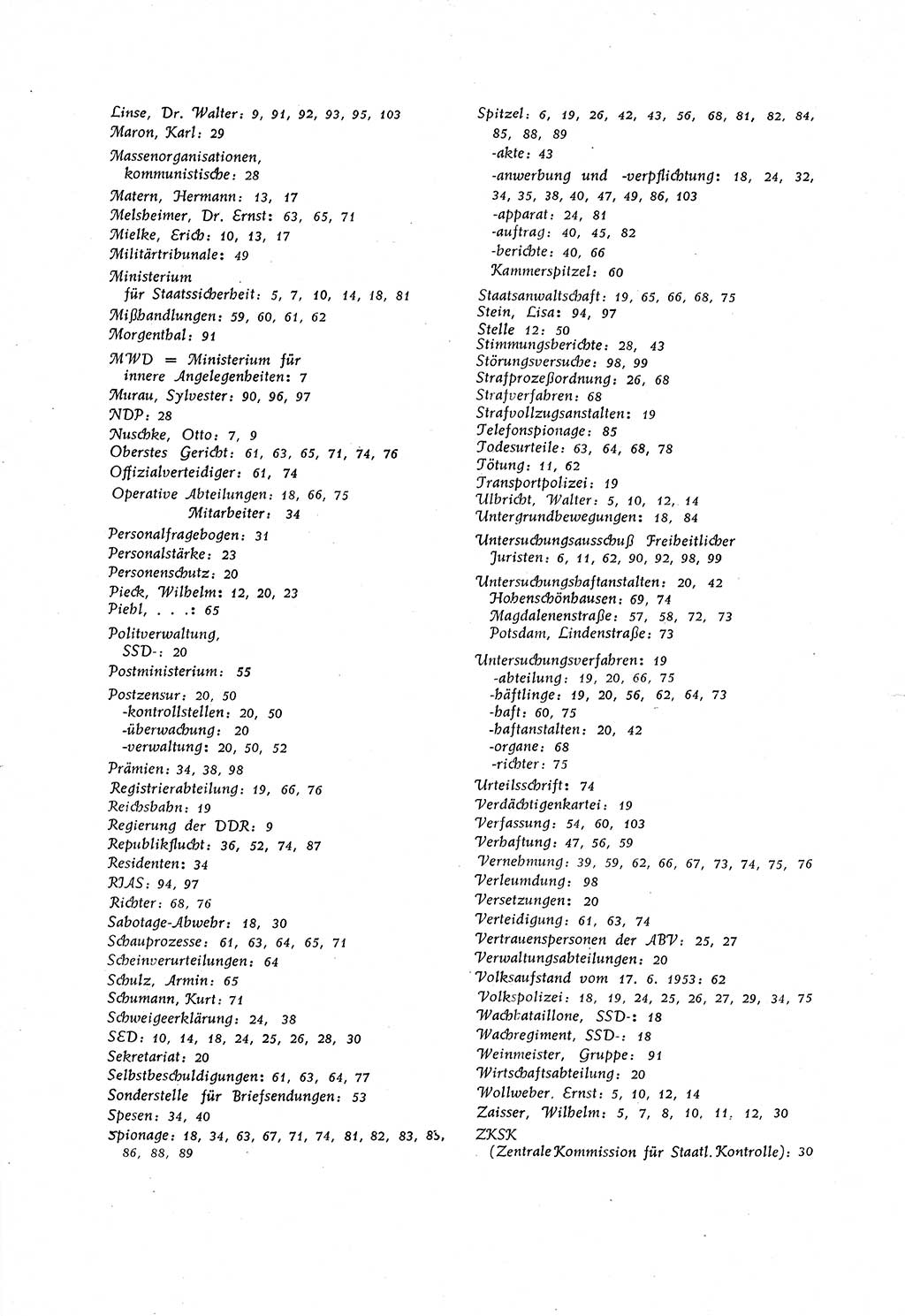 Staatssicherheitsdienst (SSD) [Deutsche Demokratische Republik (DDR)], Untersuchungsausschuß Freiheitlicher Juristen (UfJ) [Bundesrepublik Deutschland (BRD)] 1956, Seite 106 (SSD DDR UfJ BRD 1956, S. 106)