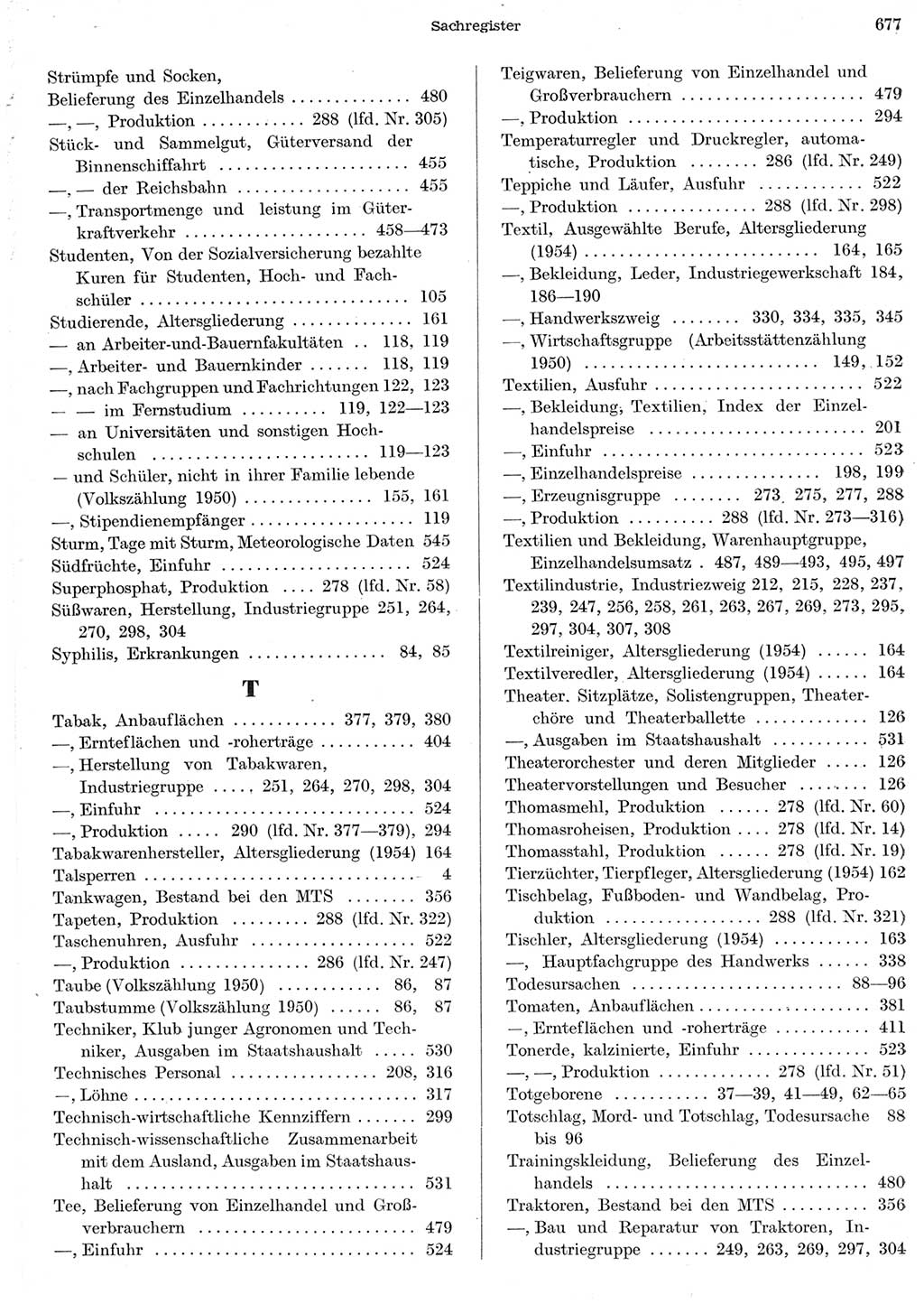 Statistisches Jahrbuch der Deutschen Demokratischen Republik (DDR) 1956, Seite 677 (Stat. Jb. DDR 1956, S. 677)