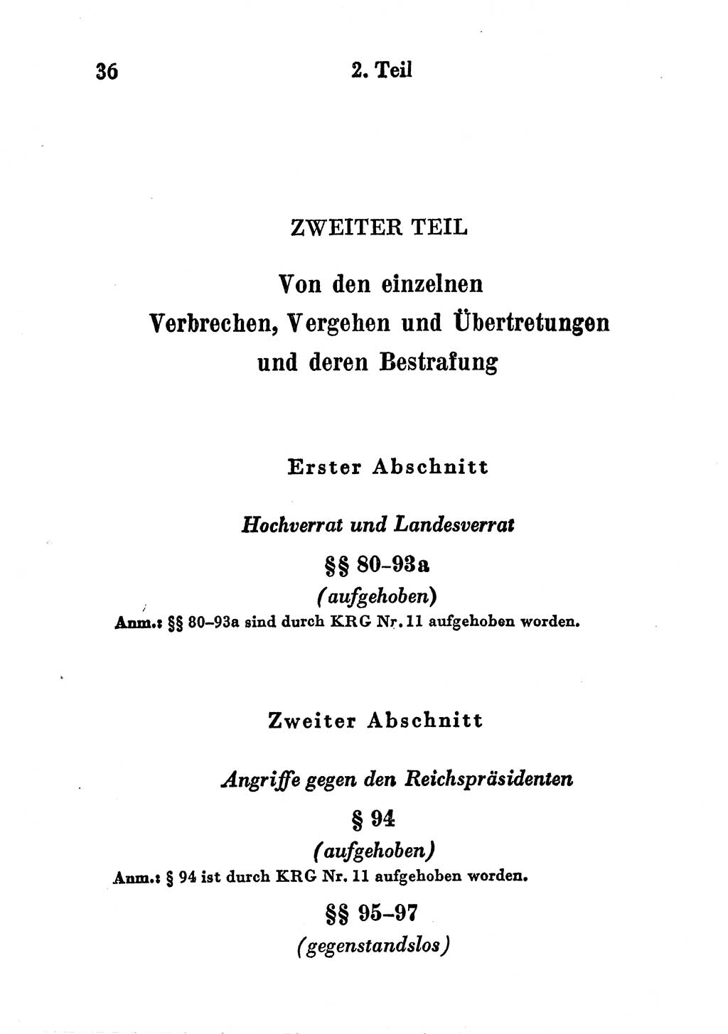 Strafgesetzbuch (StGB) und andere Strafgesetze [Deutsche Demokratische Republik (DDR)] 1956, Seite 36 (StGB Strafges. DDR 1956, S. 36)