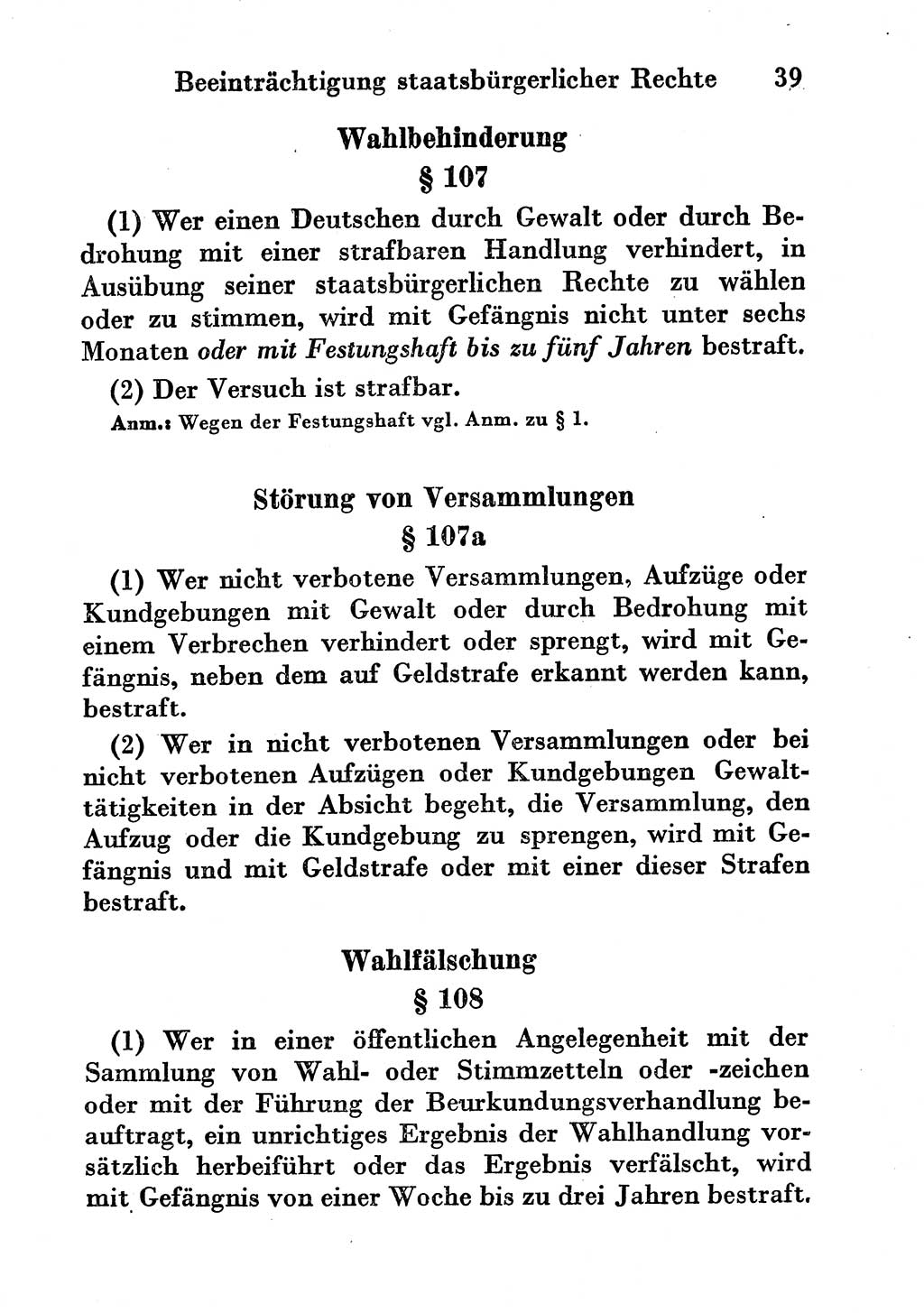 Strafgesetzbuch (StGB) und andere Strafgesetze [Deutsche Demokratische Republik (DDR)] 1956, Seite 39 (StGB Strafges. DDR 1956, S. 39)