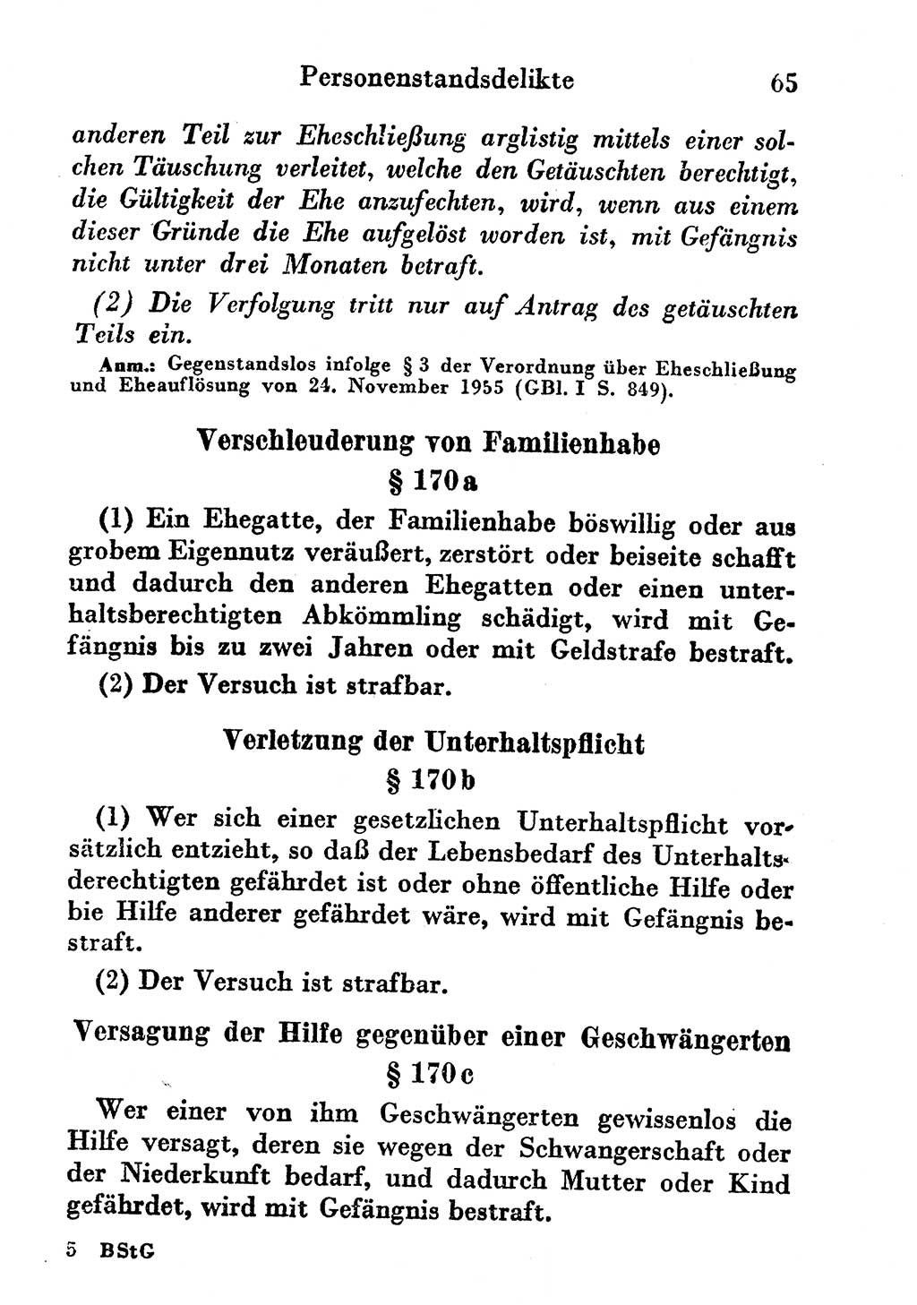 Strafgesetzbuch (StGB) und andere Strafgesetze [Deutsche Demokratische Republik (DDR)] 1956, Seite 65 (StGB Strafges. DDR 1956, S. 65)