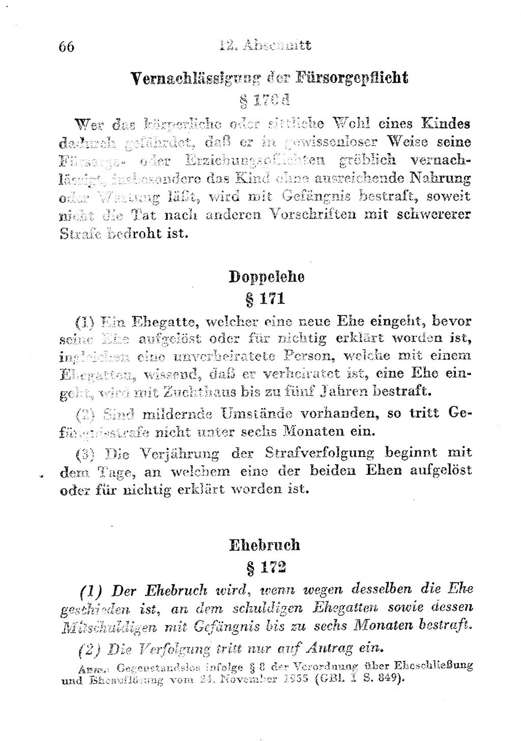 Strafgesetzbuch (StGB) und andere Strafgesetze [Deutsche Demokratische Republik (DDR)] 1956, Seite 66 (StGB Strafges. DDR 1956, S. 66)