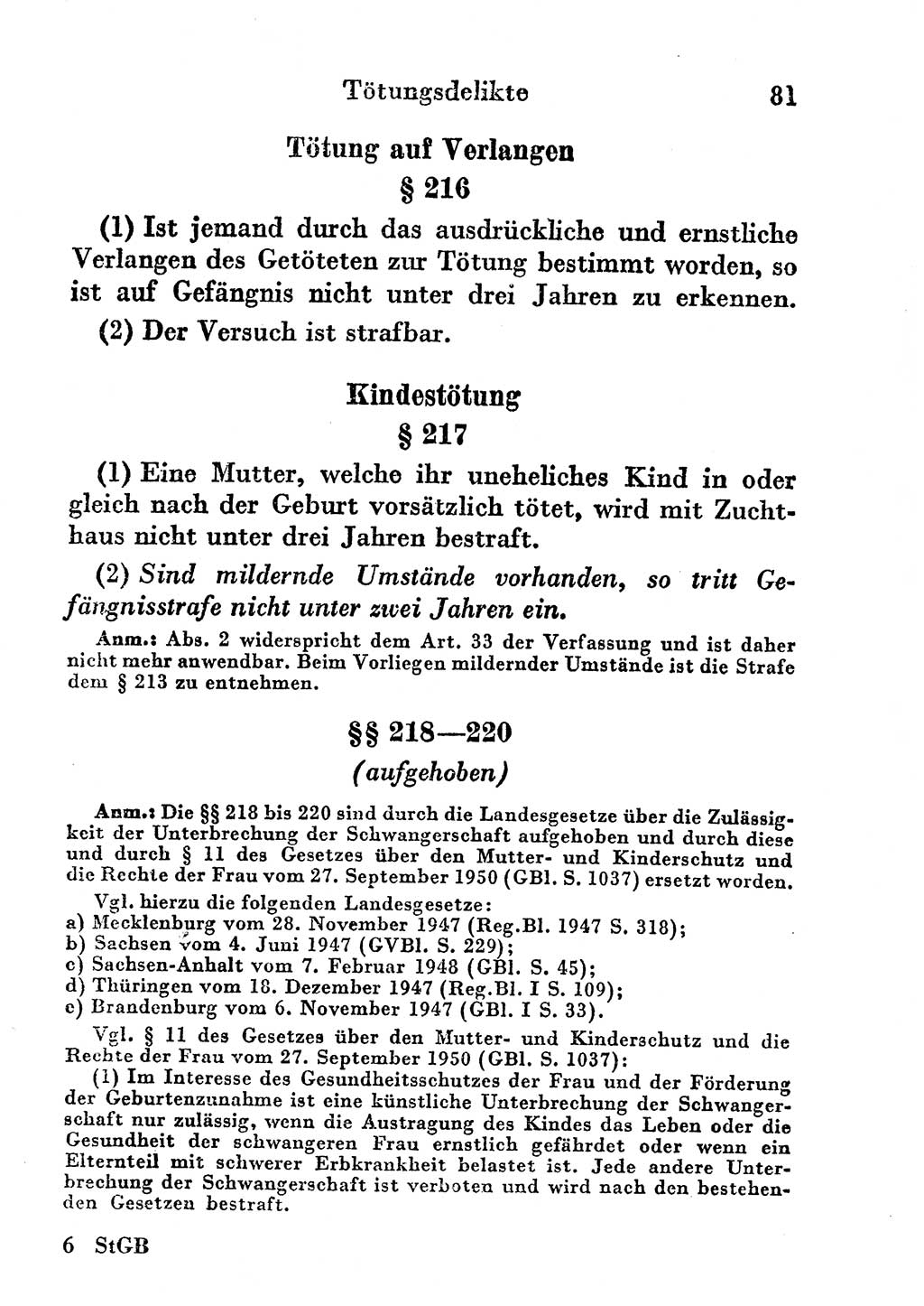 Strafgesetzbuch (StGB) und andere Strafgesetze [Deutsche Demokratische Republik (DDR)] 1956, Seite 81 (StGB Strafges. DDR 1956, S. 81)