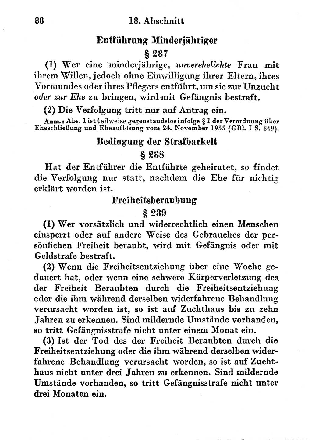 Strafgesetzbuch (StGB) und andere Strafgesetze [Deutsche Demokratische Republik (DDR)] 1956, Seite 88 (StGB Strafges. DDR 1956, S. 88)