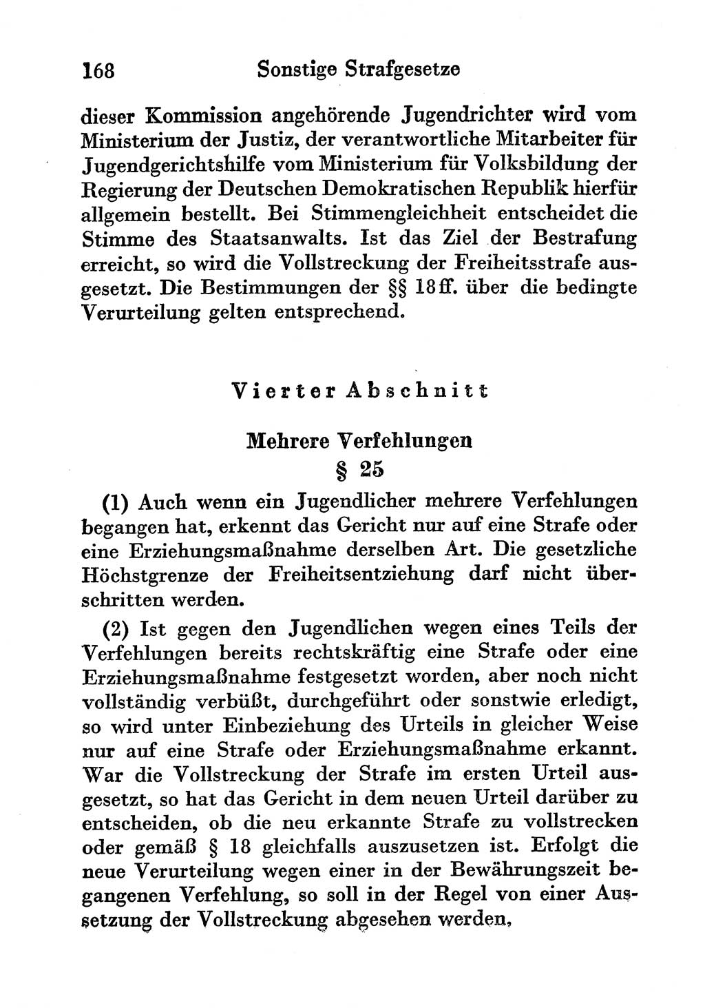 Strafgesetzbuch (StGB) und andere Strafgesetze [Deutsche Demokratische Republik (DDR)] 1956, Seite 168 (StGB Strafges. DDR 1956, S. 168)