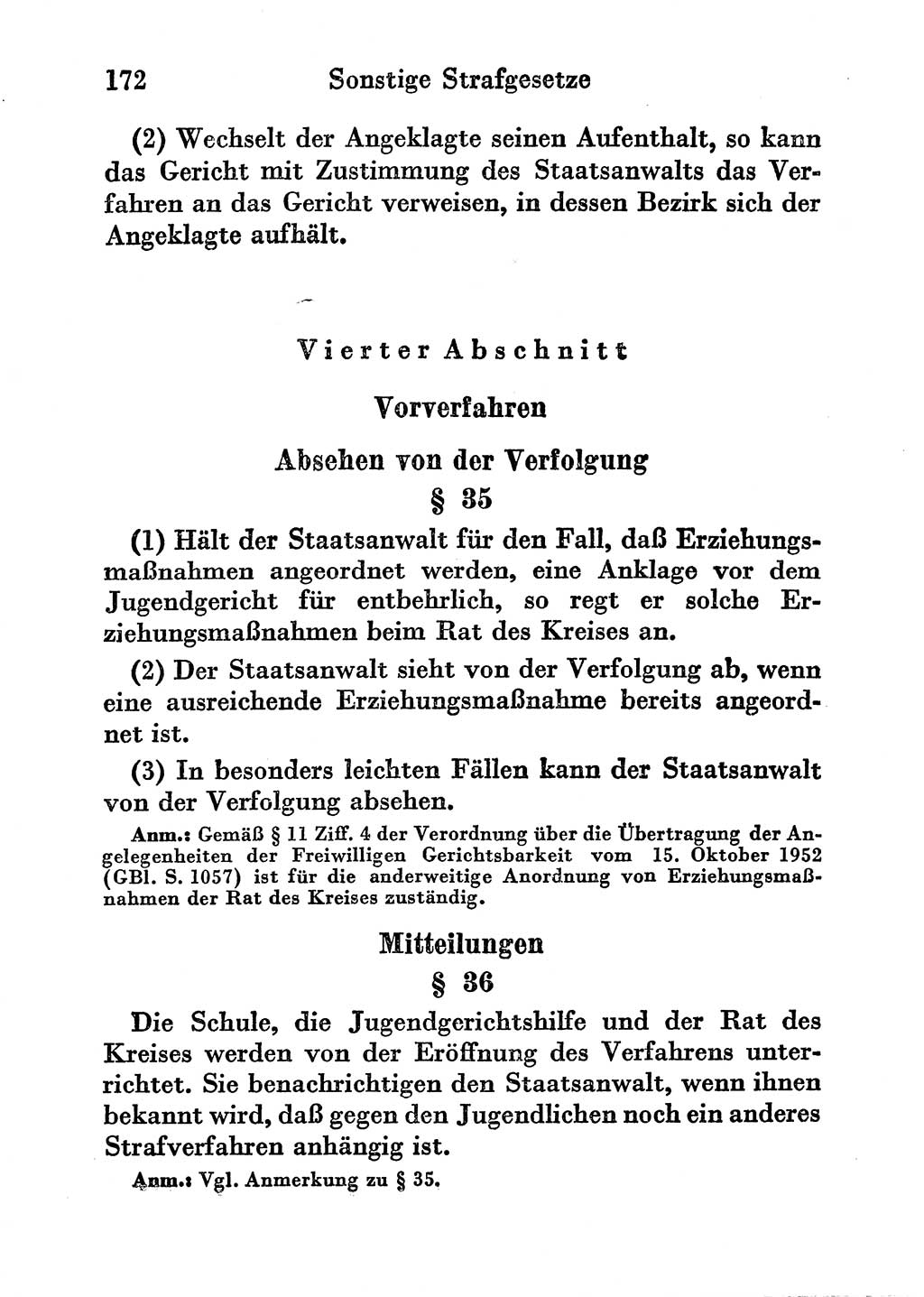 Strafgesetzbuch (StGB) und andere Strafgesetze [Deutsche Demokratische Republik (DDR)] 1956, Seite 172 (StGB Strafges. DDR 1956, S. 172)