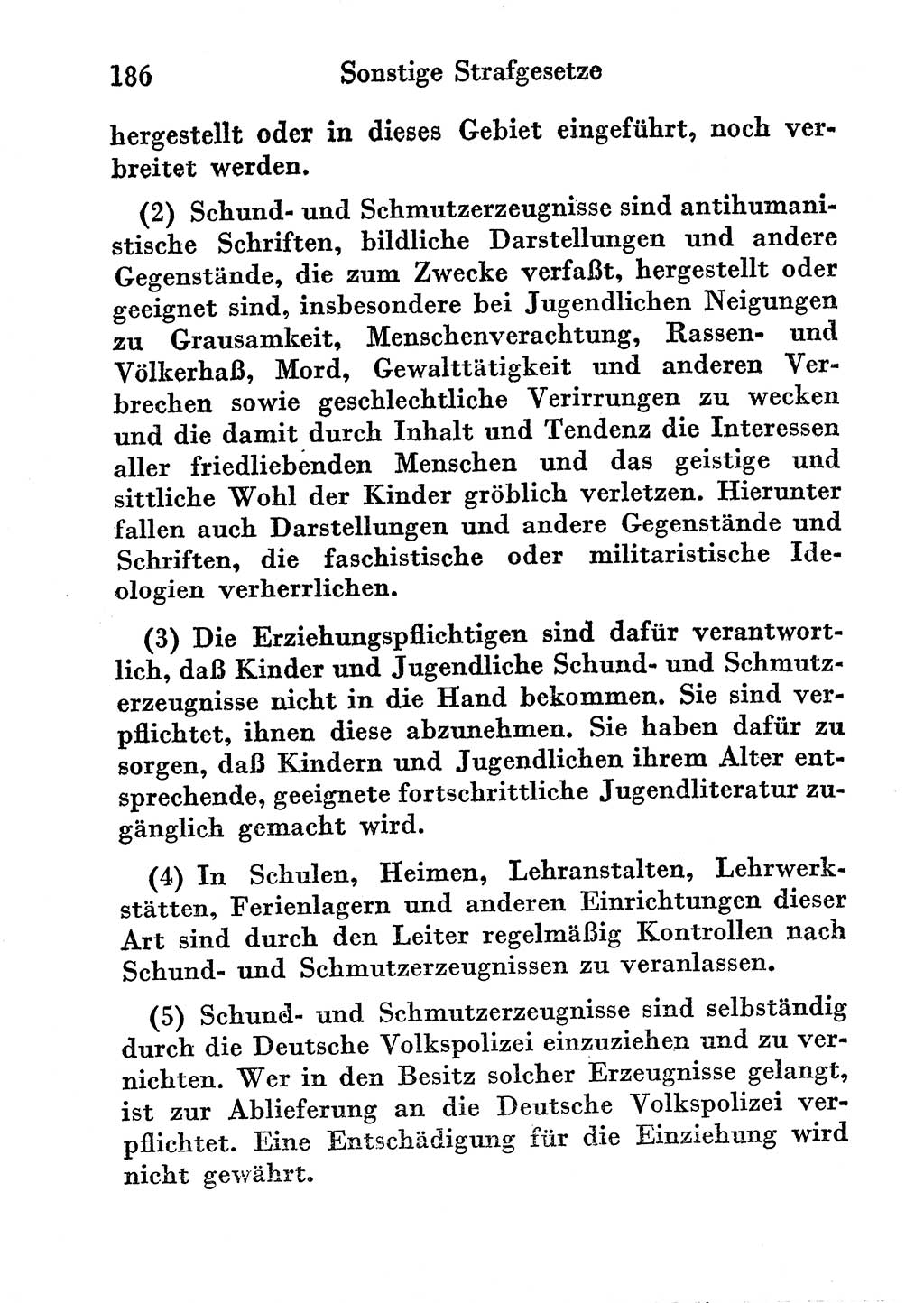 Strafgesetzbuch (StGB) und andere Strafgesetze [Deutsche Demokratische Republik (DDR)] 1956, Seite 186 (StGB Strafges. DDR 1956, S. 186)