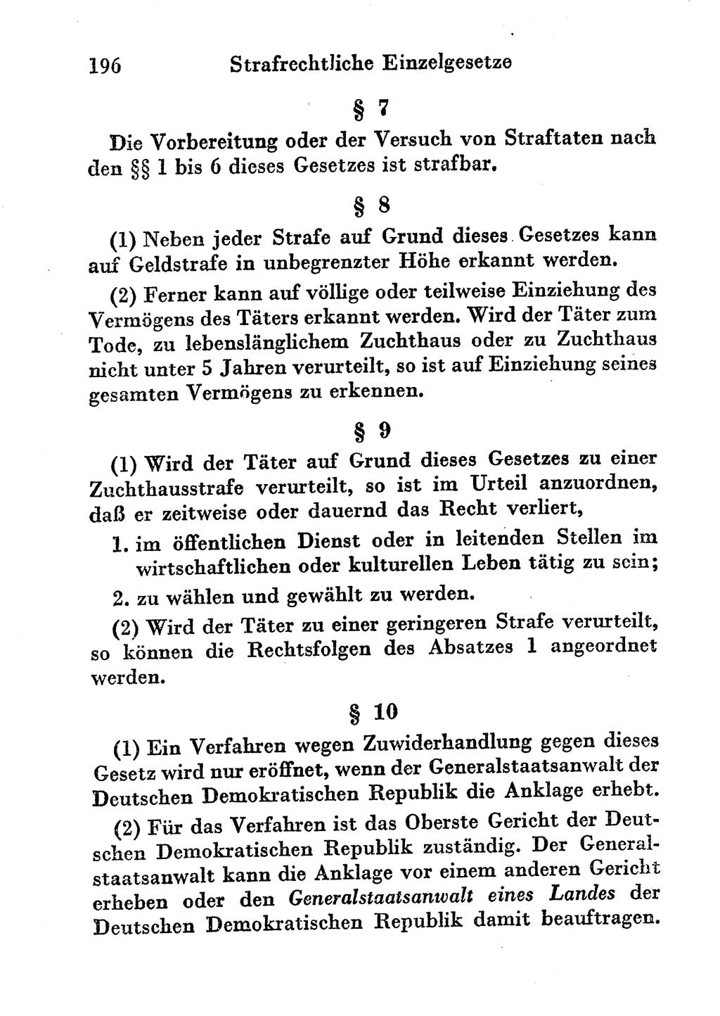 Strafgesetzbuch (StGB) und andere Strafgesetze [Deutsche Demokratische Republik (DDR)] 1956, Seite 196 (StGB Strafges. DDR 1956, S. 196)