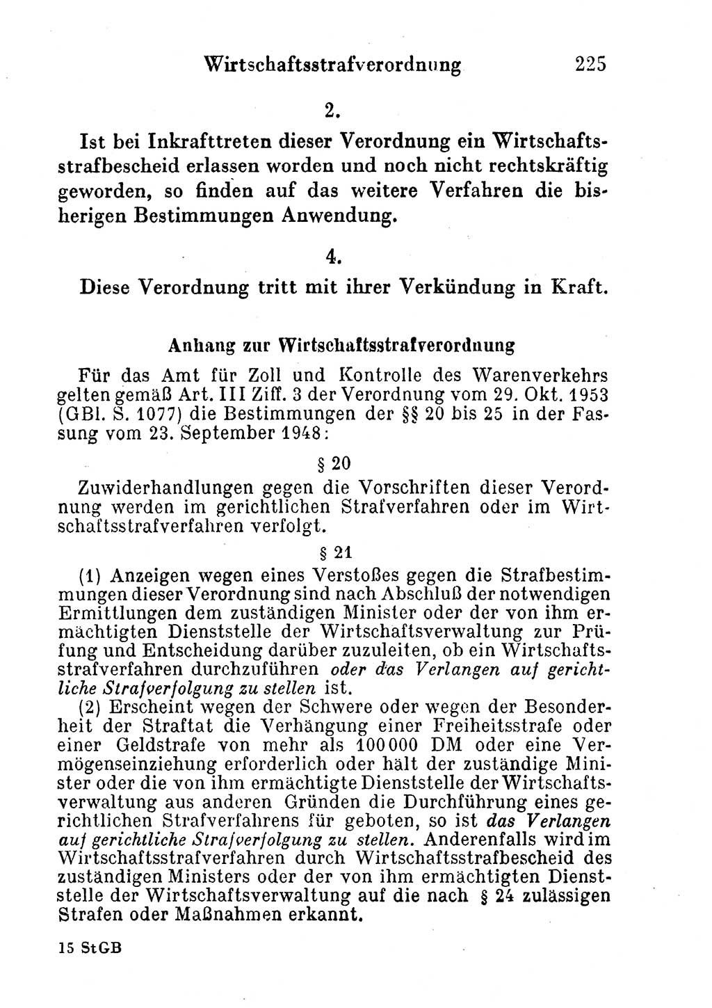 Strafgesetzbuch (StGB) und andere Strafgesetze [Deutsche Demokratische Republik (DDR)] 1956, Seite 225 (StGB Strafges. DDR 1956, S. 225)