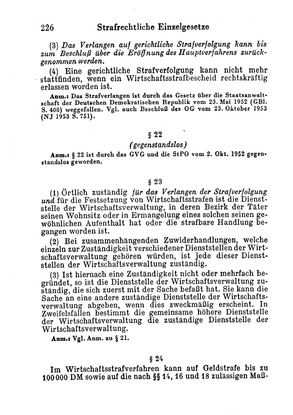Strafgesetzbuch (StGB) und andere Strafgesetze [Deutsche Demokratische Republik (DDR)] 1956, Seite 226 (StGB Strafges. DDR 1956, S. 226)