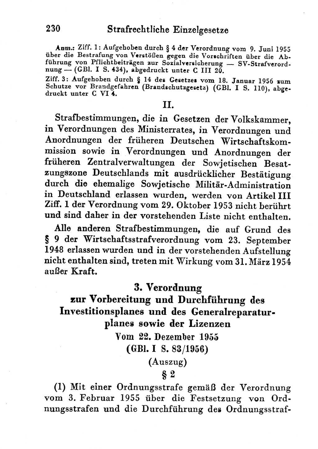 Strafgesetzbuch (StGB) und andere Strafgesetze [Deutsche Demokratische Republik (DDR)] 1956, Seite 230 (StGB Strafges. DDR 1956, S. 230)