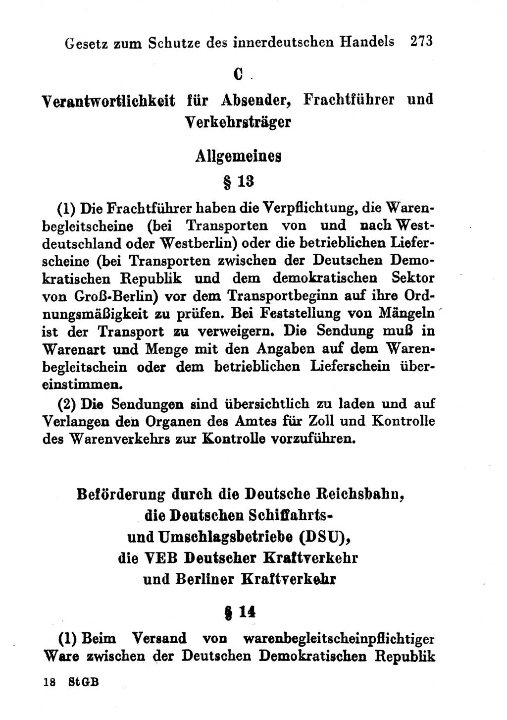 Strafgesetzbuch (StGB) und andere Strafgesetze [Deutsche Demokratische Republik (DDR)] 1956, Seite 273 (StGB Strafges. DDR 1956, S. 273)
