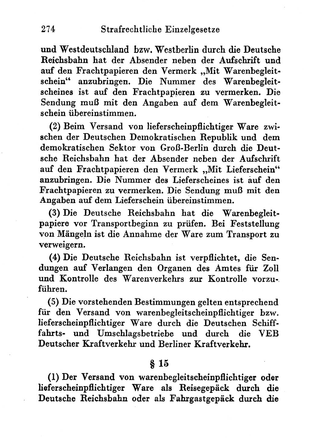 Strafgesetzbuch (StGB) und andere Strafgesetze [Deutsche Demokratische Republik (DDR)] 1956, Seite 274 (StGB Strafges. DDR 1956, S. 274)