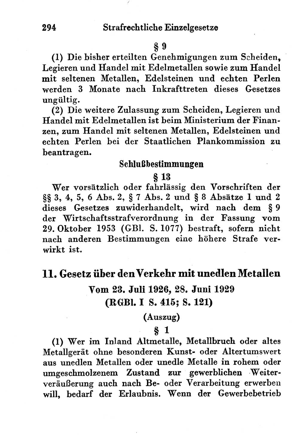 Strafgesetzbuch (StGB) und andere Strafgesetze [Deutsche Demokratische Republik (DDR)] 1956, Seite 294 (StGB Strafges. DDR 1956, S. 294)