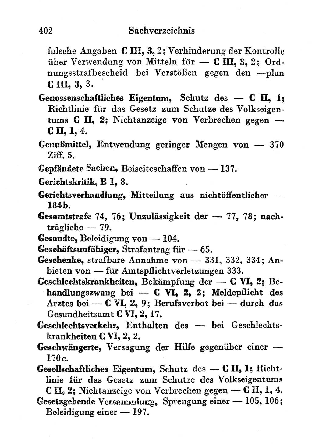 Strafgesetzbuch (StGB) und andere Strafgesetze [Deutsche Demokratische Republik (DDR)] 1956, Seite 402 (StGB Strafges. DDR 1956, S. 402)