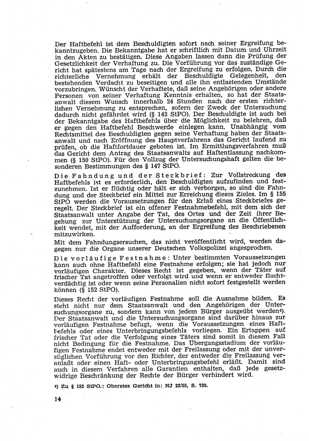 Strafverfahren in der Deutschen Demokratischen Republik (DDR) und seine demokratischen Prinzipien 1956, Seite 14 (Str.-Verf. DDR 1956, S. 14)