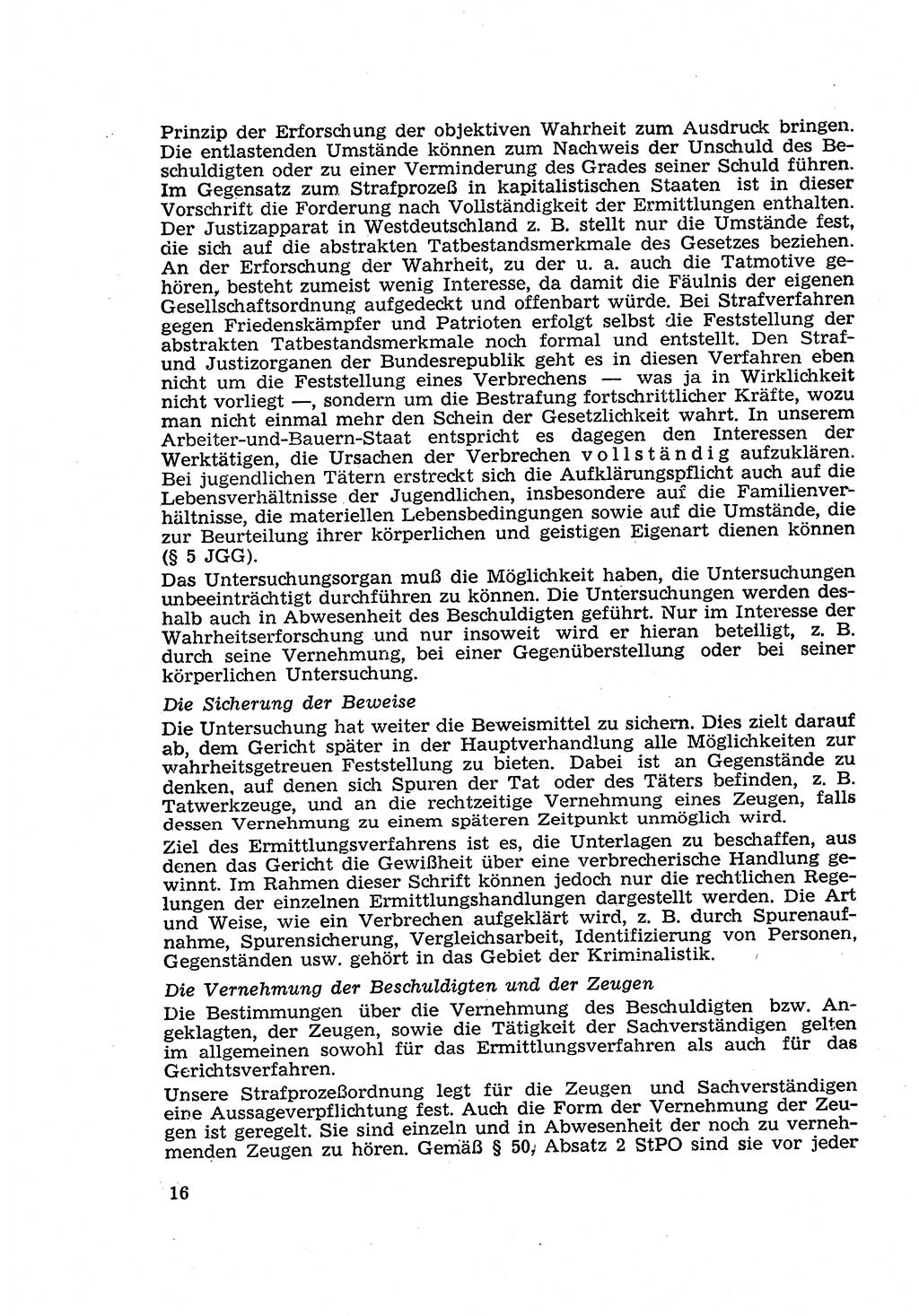Strafverfahren in der Deutschen Demokratischen Republik (DDR) und seine demokratischen Prinzipien 1956, Seite 16 (Str.-Verf. DDR 1956, S. 16)