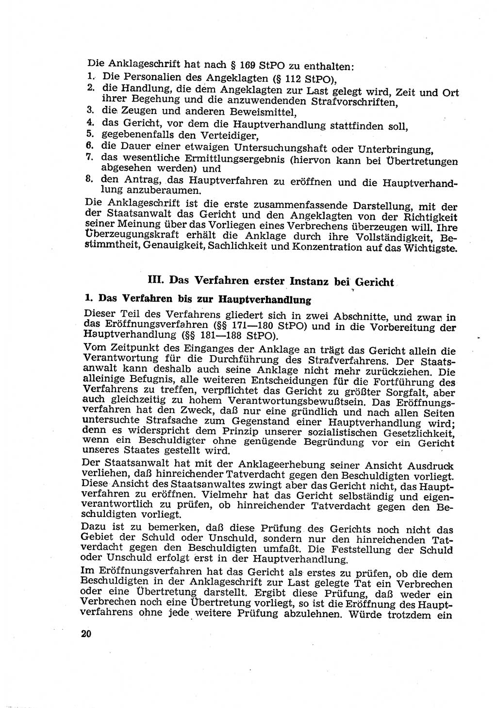 Strafverfahren in der Deutschen Demokratischen Republik (DDR) und seine demokratischen Prinzipien 1956, Seite 20 (Str.-Verf. DDR 1956, S. 20)
