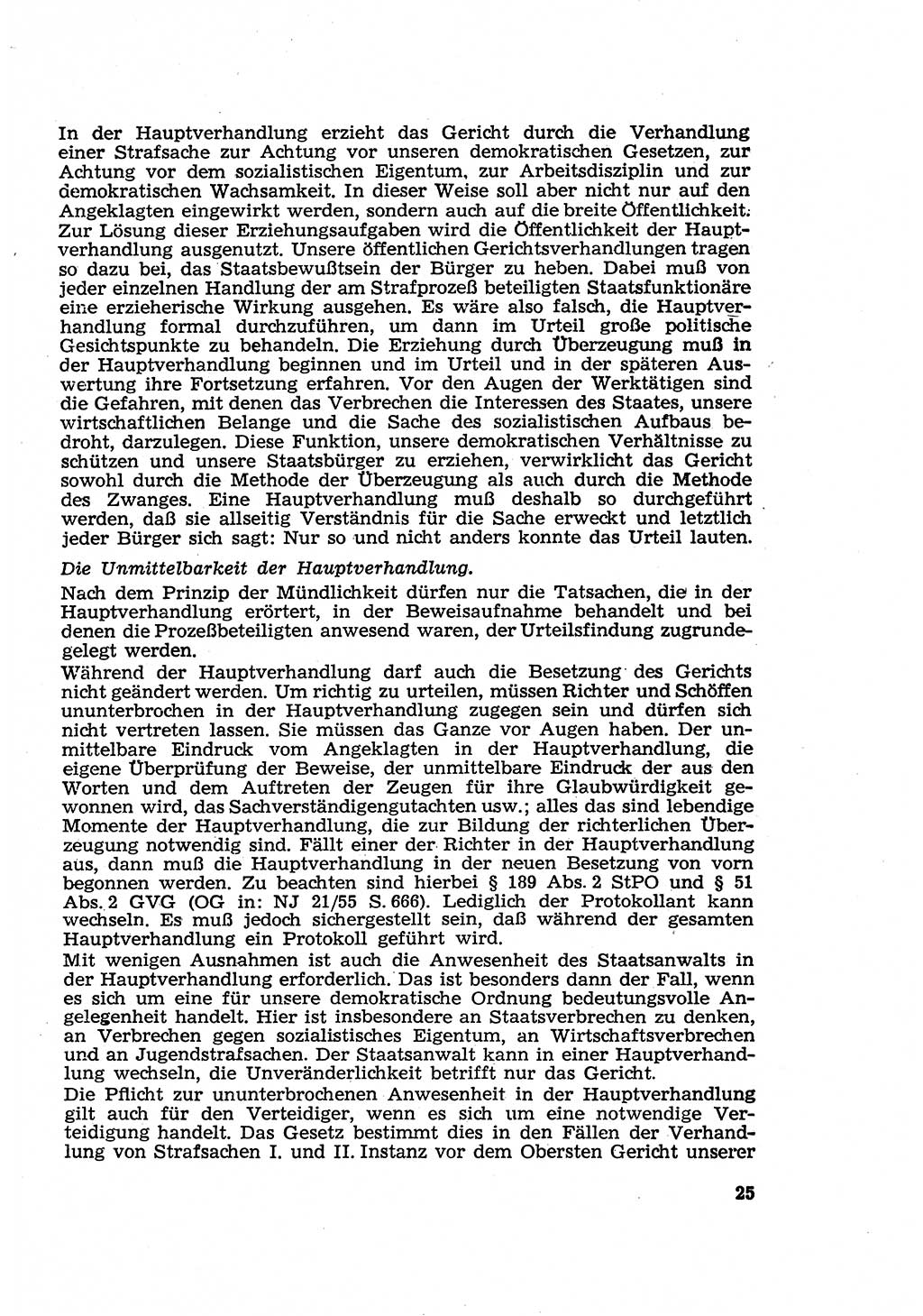 Strafverfahren in der Deutschen Demokratischen Republik (DDR) und seine demokratischen Prinzipien 1956, Seite 25 (Str.-Verf. DDR 1956, S. 25)