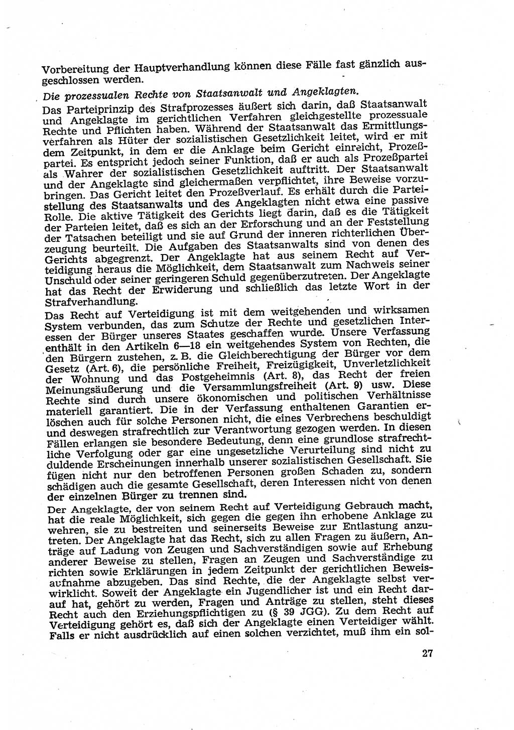 Strafverfahren in der Deutschen Demokratischen Republik (DDR) und seine demokratischen Prinzipien 1956, Seite 27 (Str.-Verf. DDR 1956, S. 27)