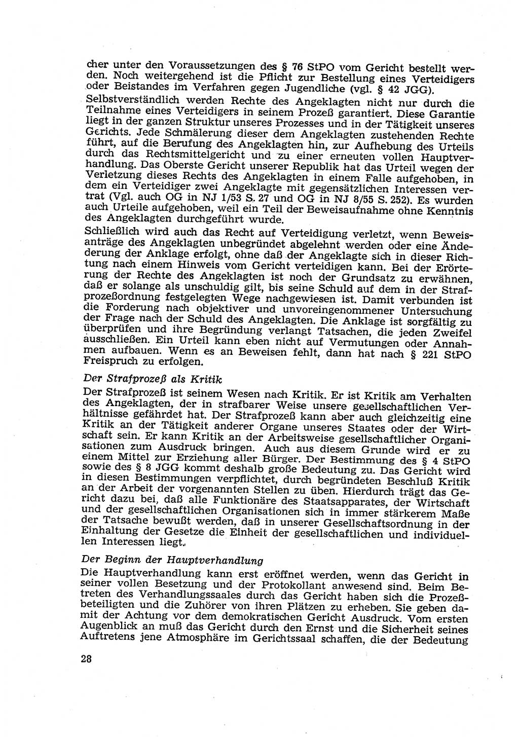 Strafverfahren in der Deutschen Demokratischen Republik (DDR) und seine demokratischen Prinzipien 1956, Seite 28 (Str.-Verf. DDR 1956, S. 28)