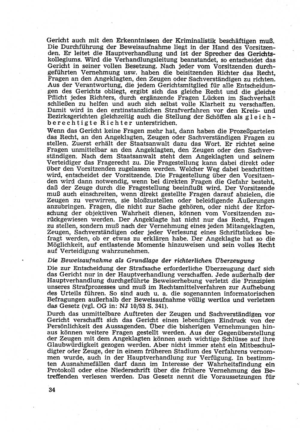 Strafverfahren in der Deutschen Demokratischen Republik (DDR) und seine demokratischen Prinzipien 1956, Seite 34 (Str.-Verf. DDR 1956, S. 34)