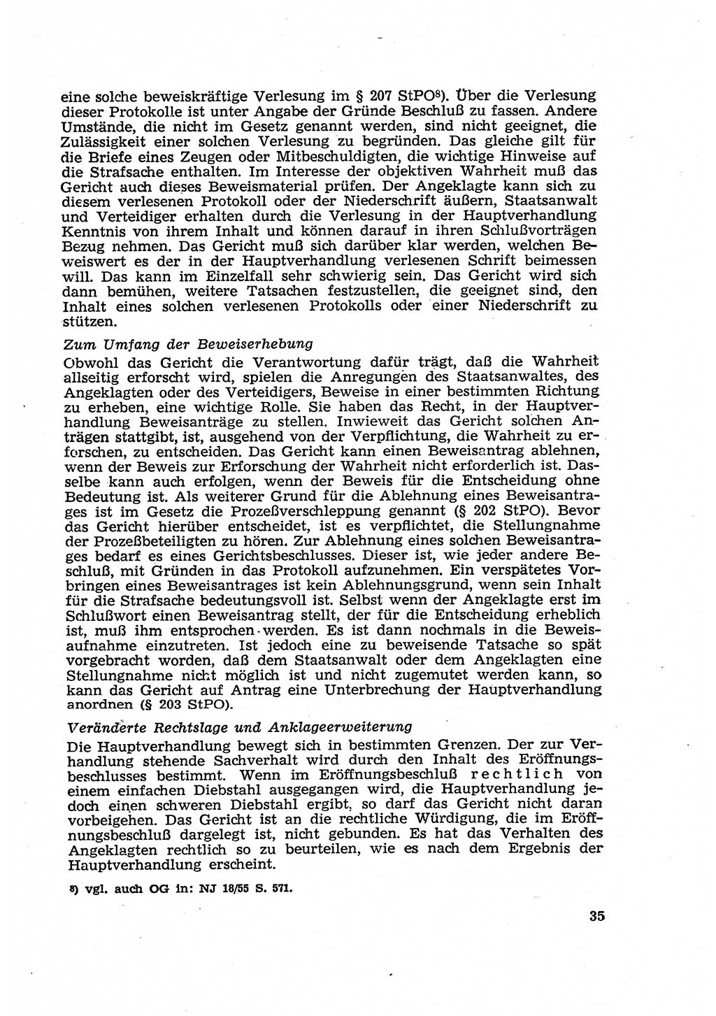 Strafverfahren in der Deutschen Demokratischen Republik (DDR) und seine demokratischen Prinzipien 1956, Seite 35 (Str.-Verf. DDR 1956, S. 35)